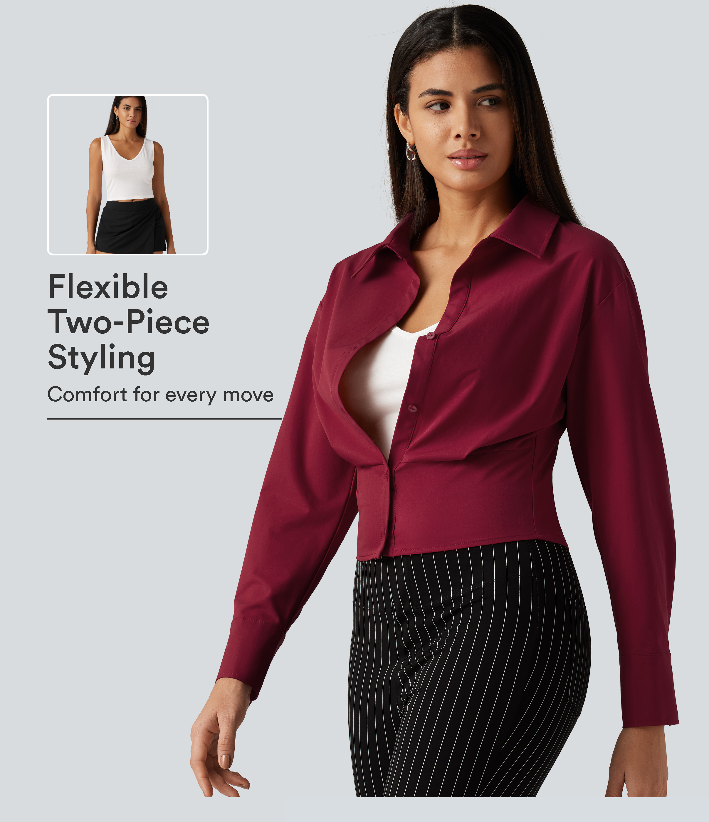 Chemise de travail oversize à manches longues effet color block, avec débardeur intégré