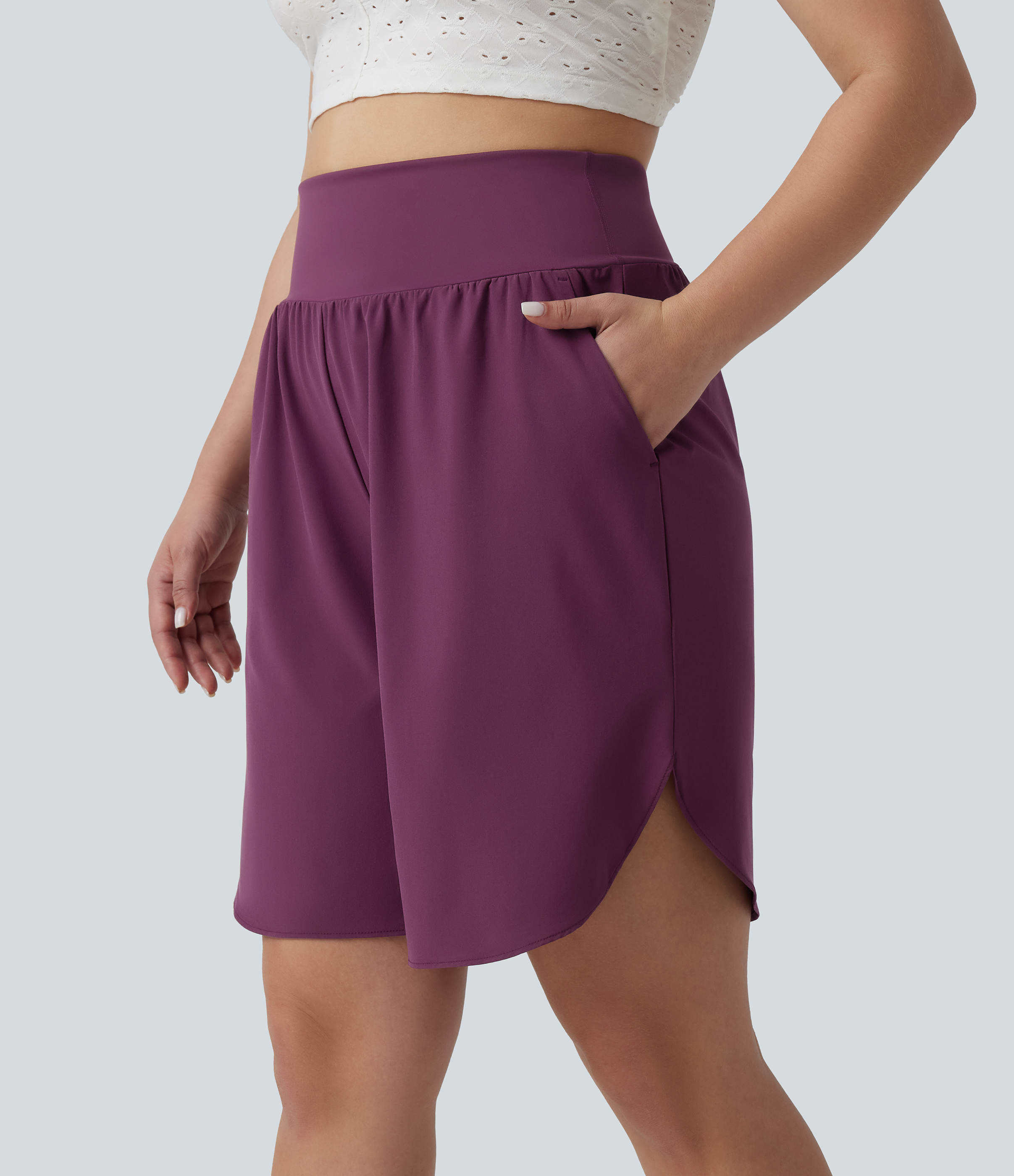 Shorts de villégiature Breezeful™ grande taille, taille haute, 8" avec poches