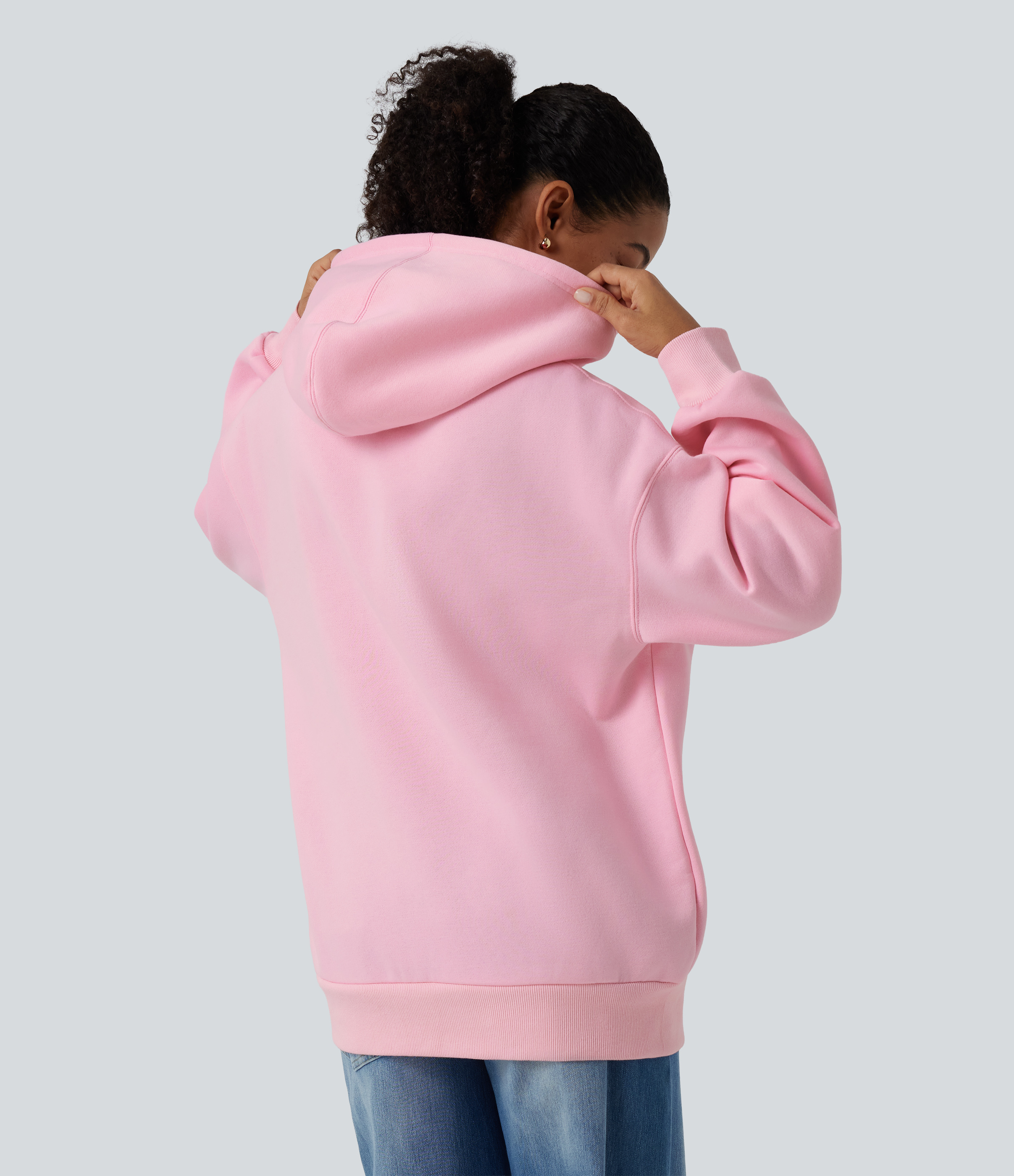 Ballerina Lässiges Kapuzensweatshirt mit Rundhalsausschnitt, langen Ärmeln und Tasche / 2