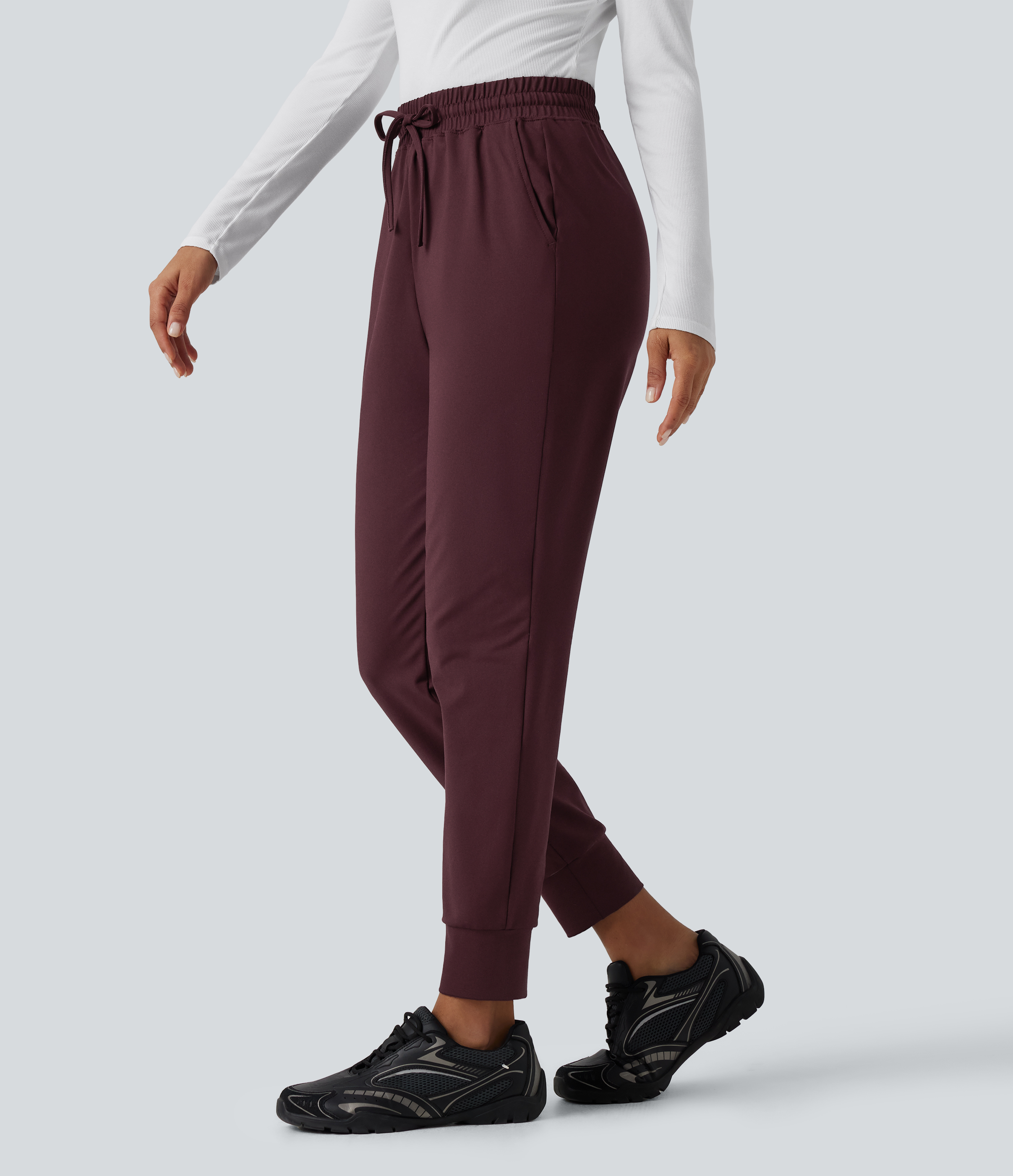 High Waisted Drawstring Casual Joggers with Pockets