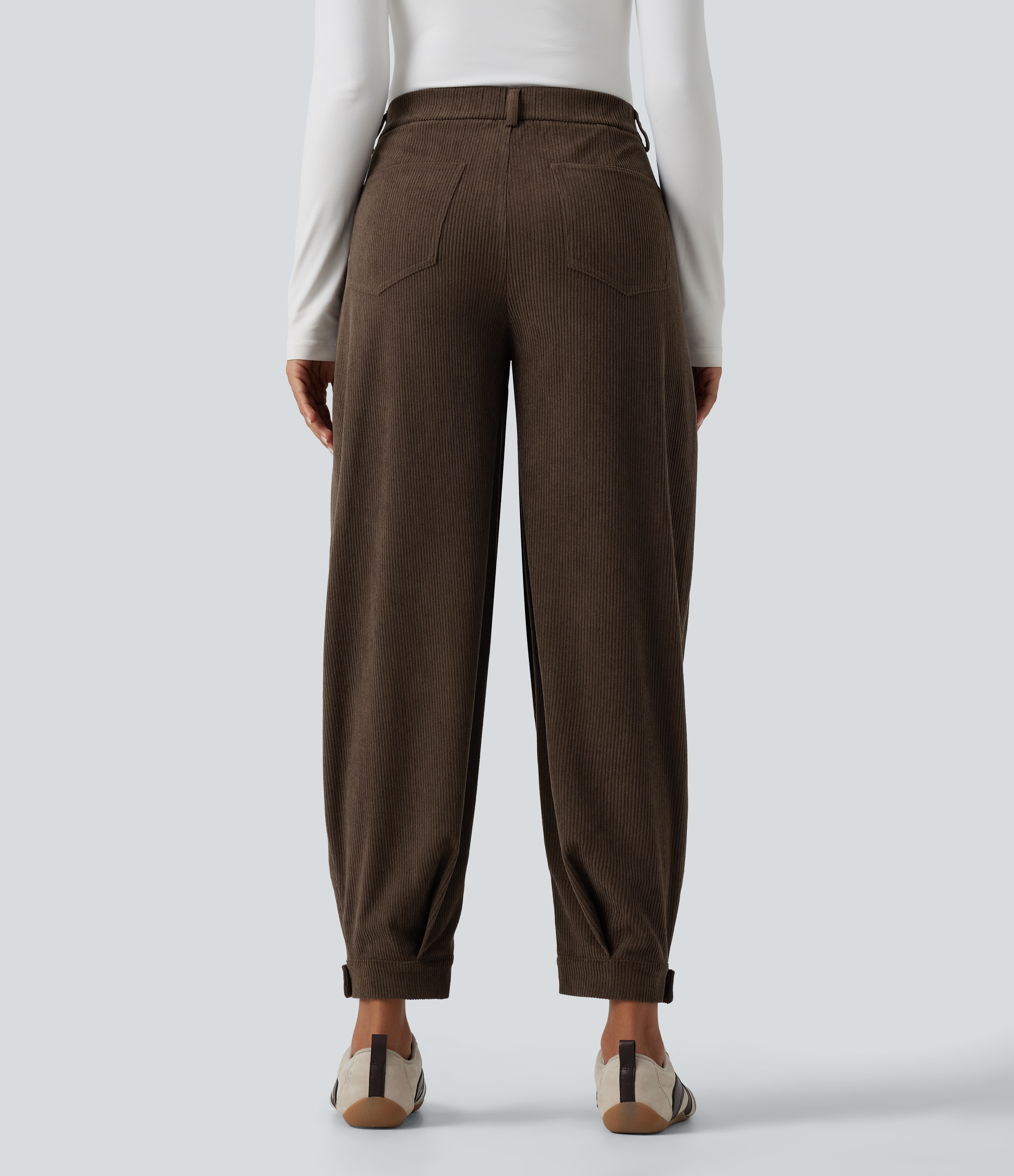 Demitasse Joggers ballon décontractés en velours côtelé, taille mi-haute, avec poches / 2