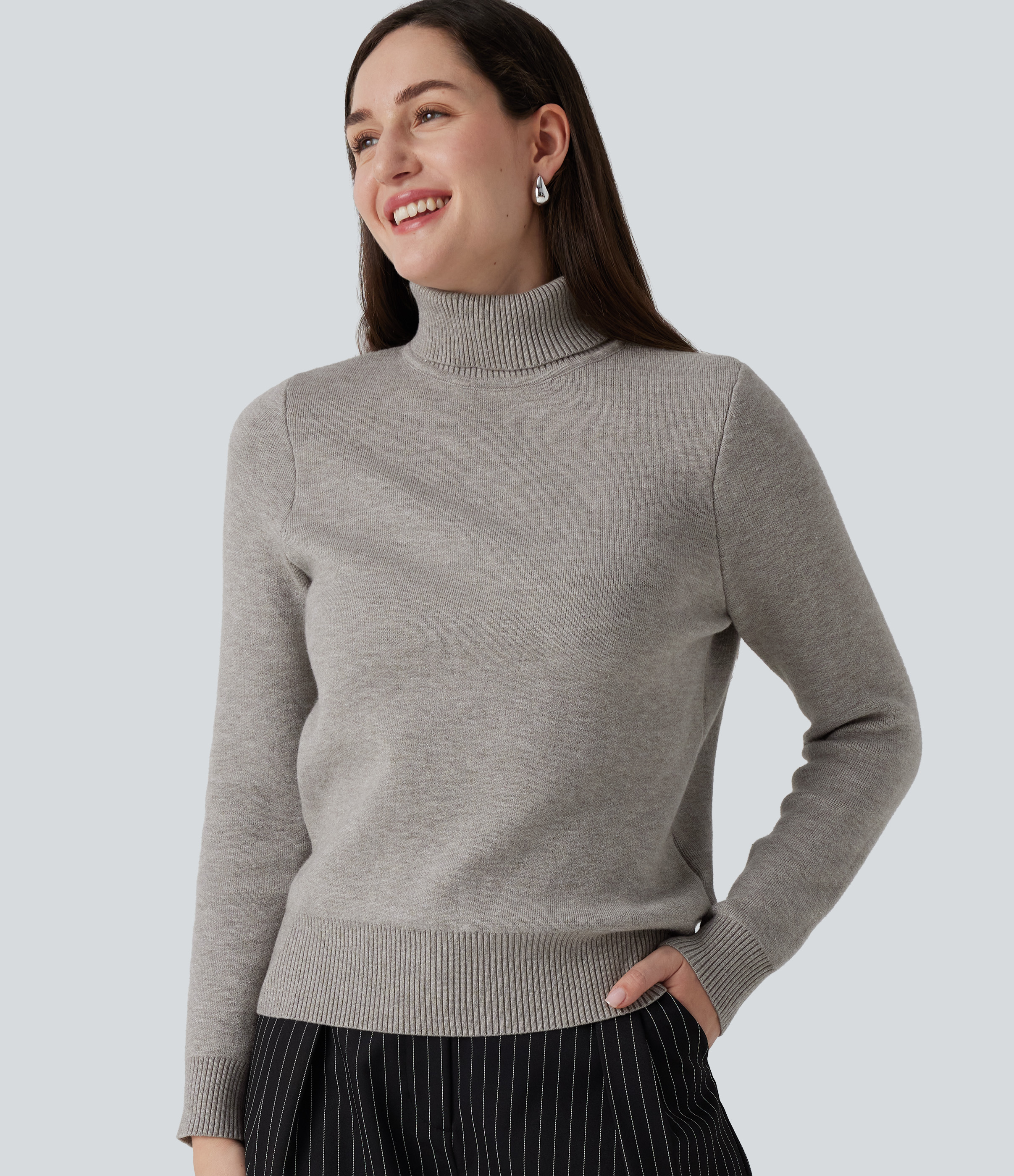 High Neck Long Sleeve Work Sweater