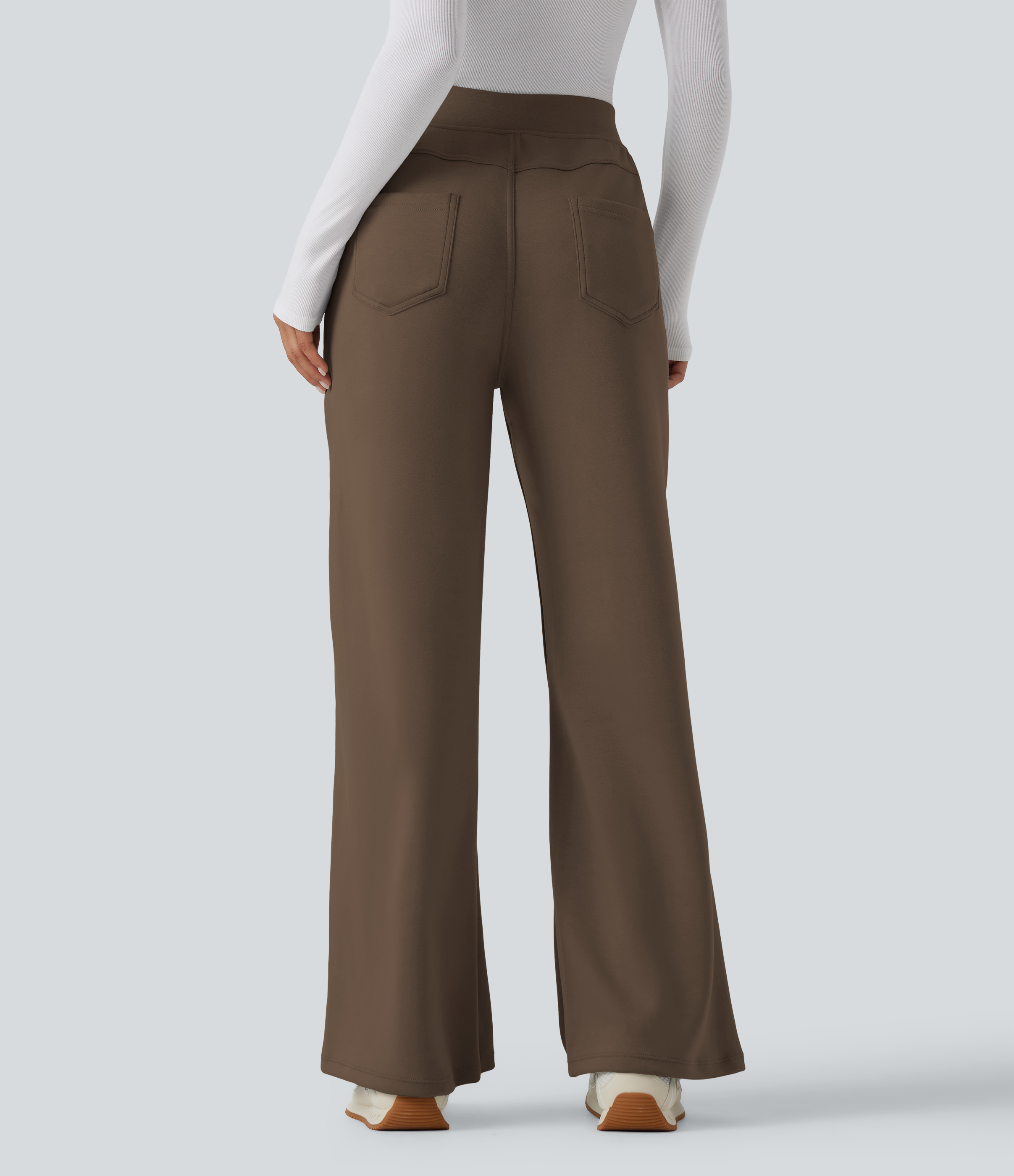 Coffee Liqueúr High Waisted Wide Leg Casual Sweatpants with Pockets / 2