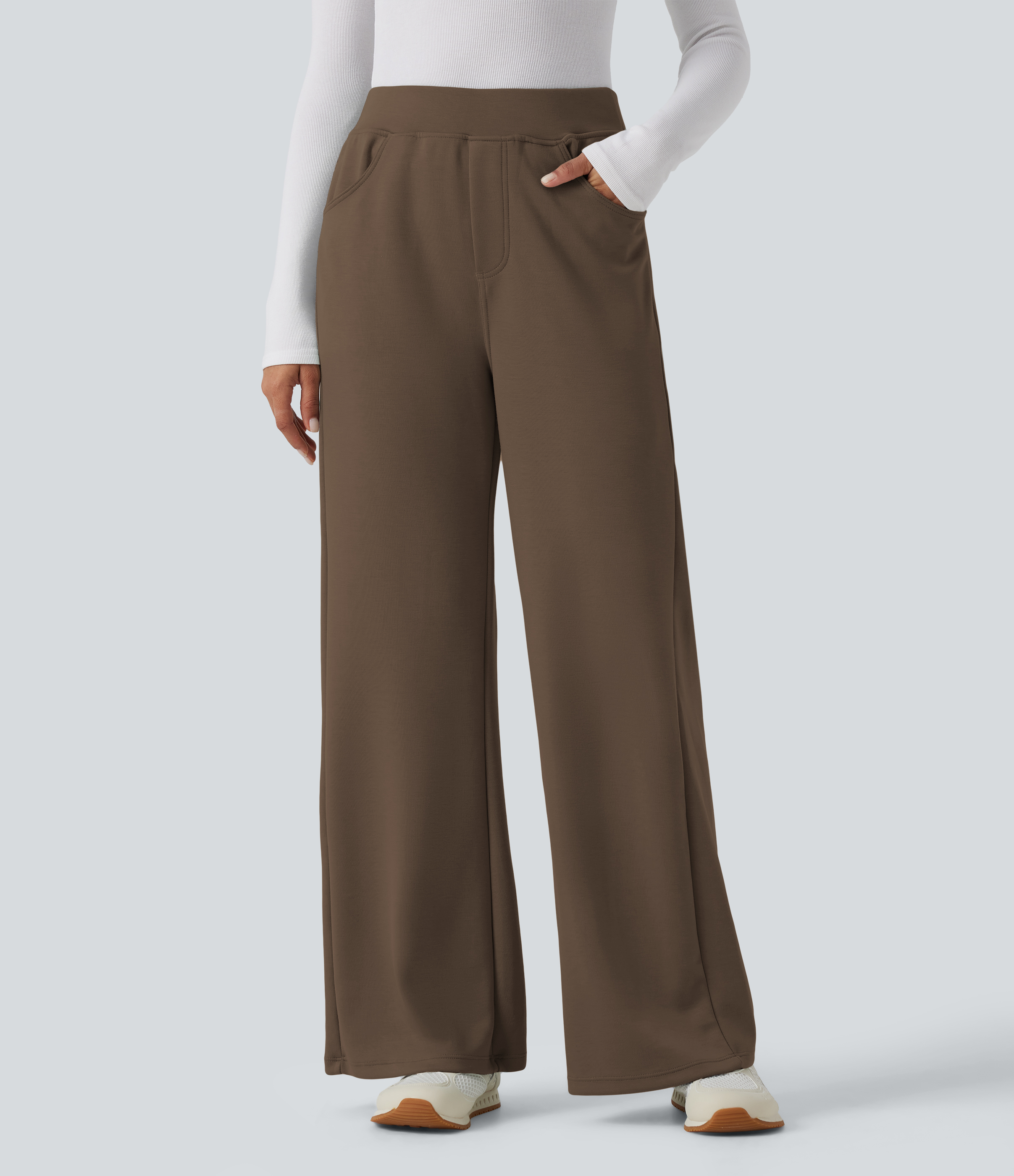 High Waisted Wide Leg Casual Sweatpants with Pockets