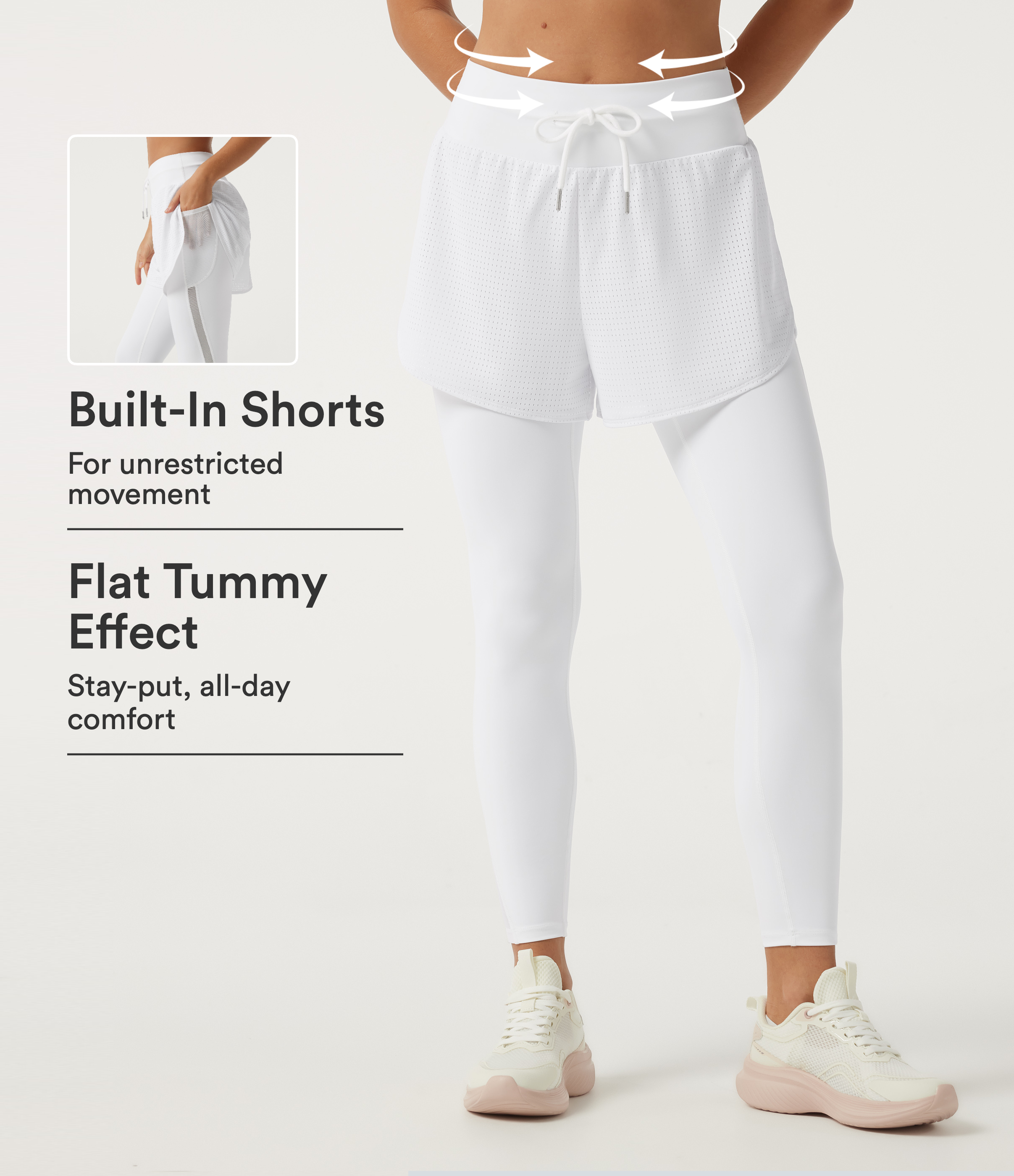 High Waisted Tummy Control Contrast Mesh Running Leggings with Pockets