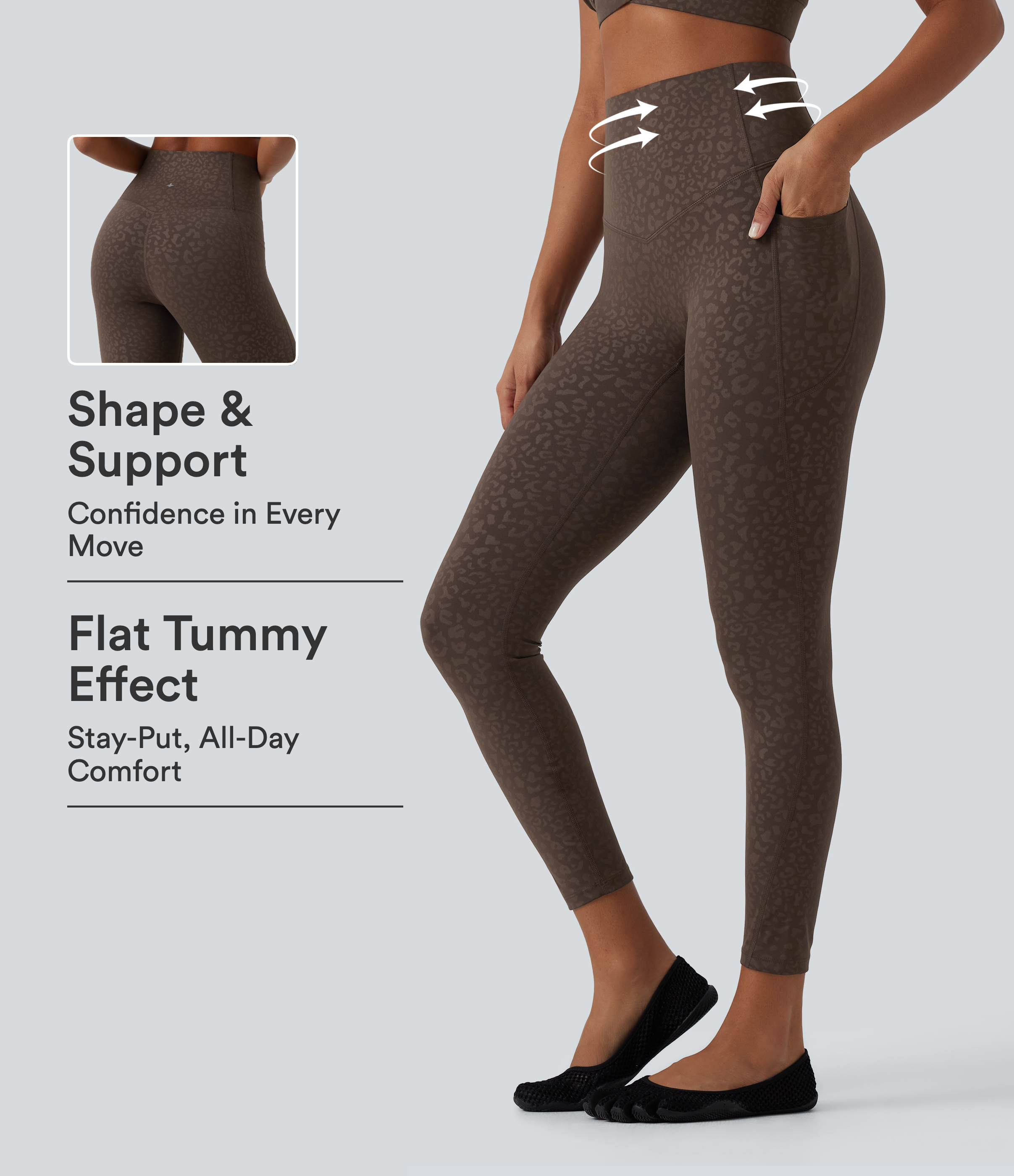 Halara UltraSculpt™ Leopard Print High Waisted Tummy Control Yoga Leggings with Pockets