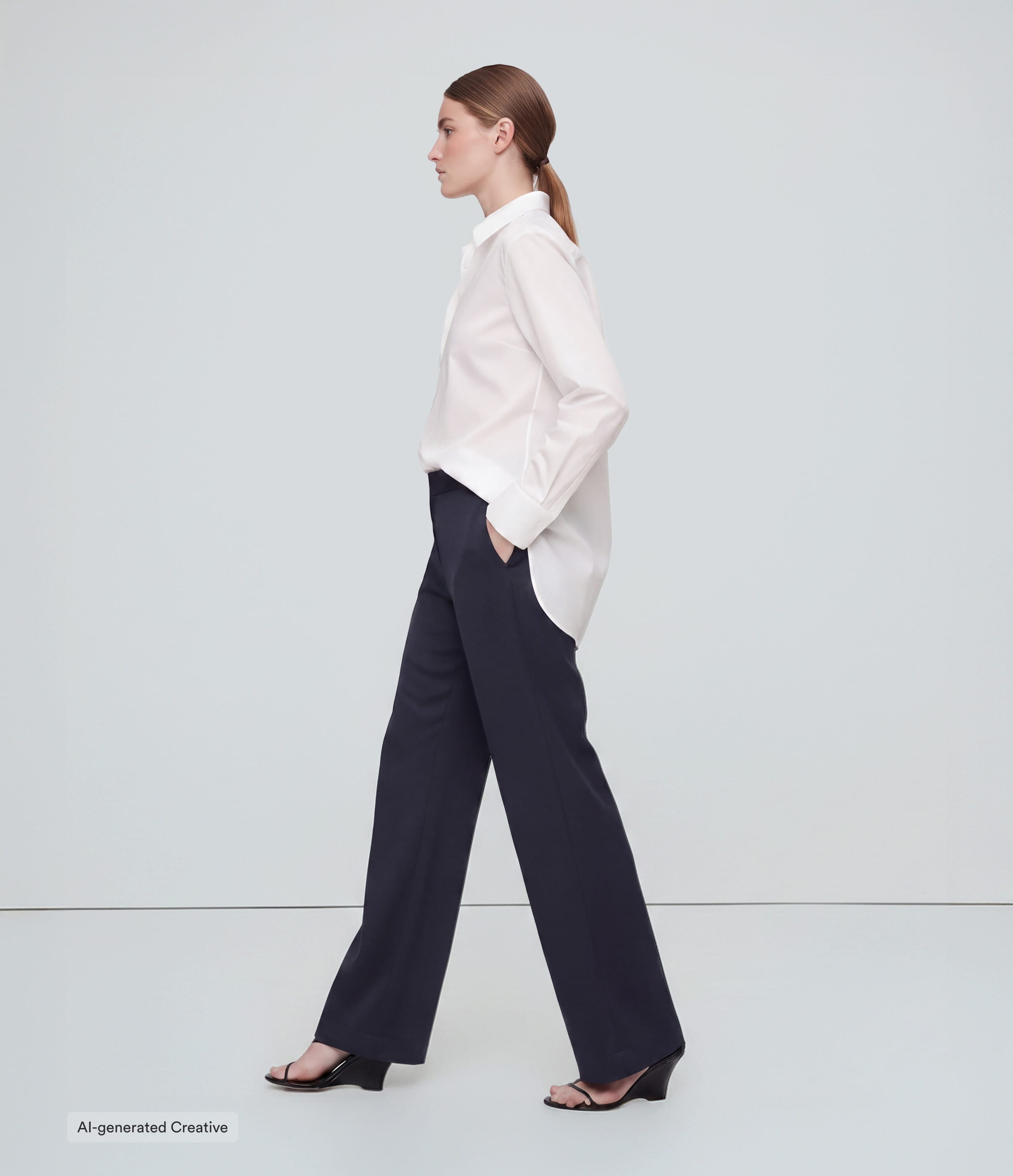 Midnight Blue Halara Flex™ DayStretch pantalones acampanados de trabajo de tiro medio con bolsillo lateral con cremallera / 2