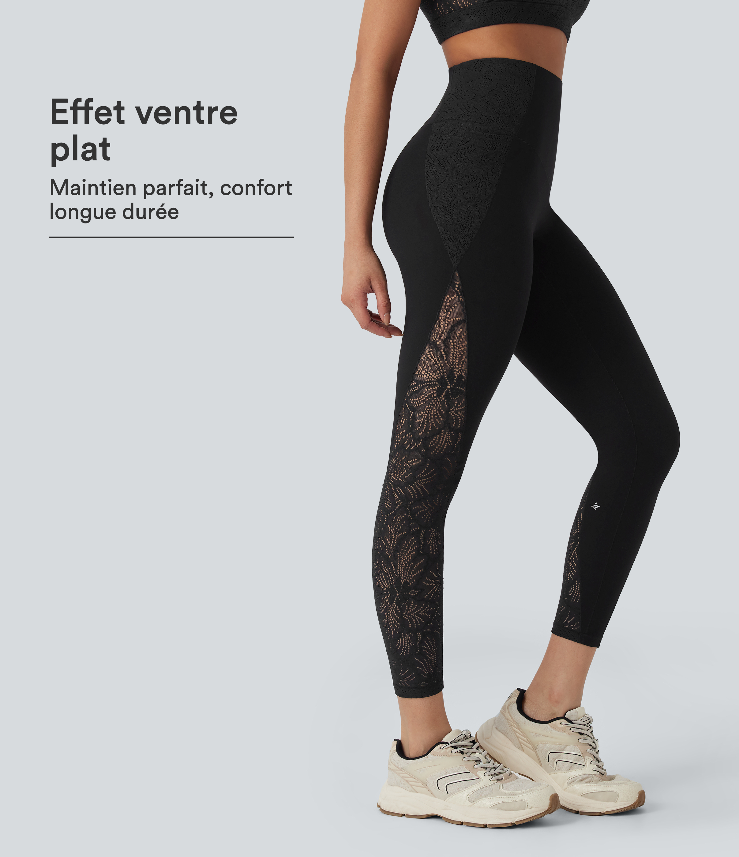 Legging d'entraînement gainant taille haute avec détails dentelle contrastée et poches Halara UltraSculpt™
