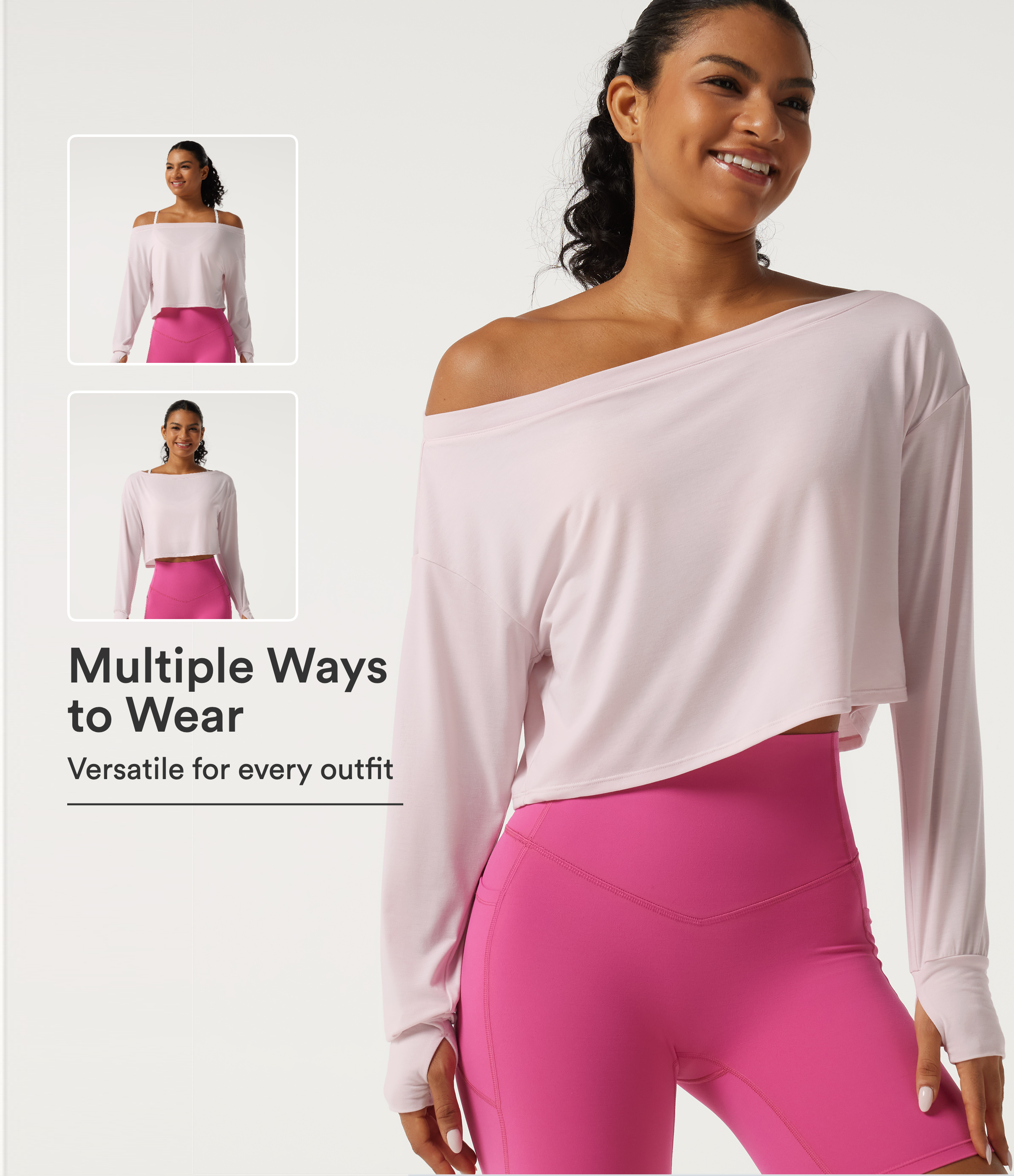 One Shoulder Long Sleeve Thumb Hole Quick Dry Yoga Sports Top
