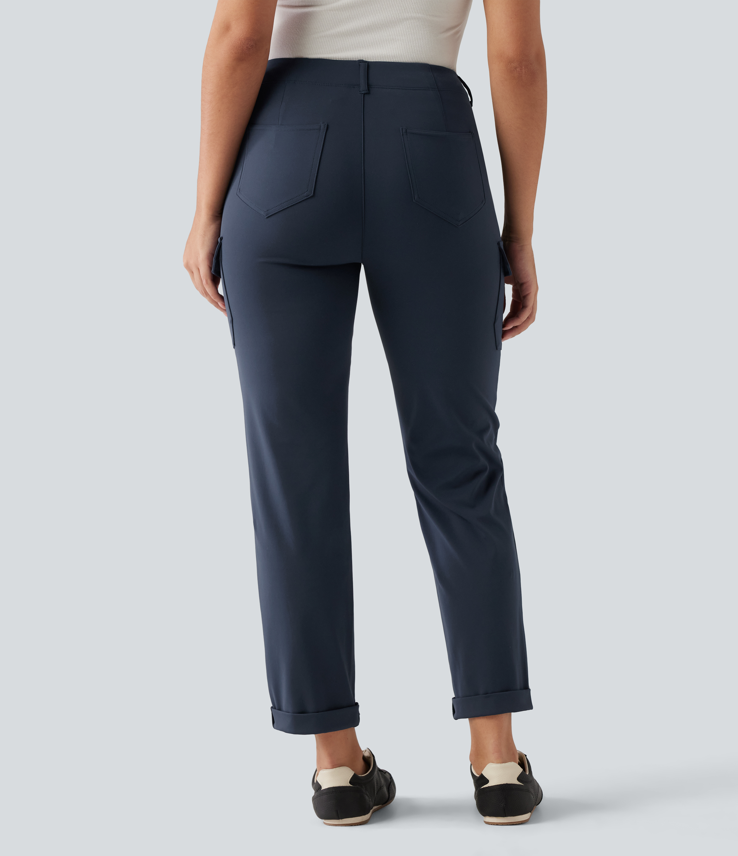 Midnight Blue Halara Flex™ DayStretch Mid Rise Tapered Rolled Hem Work Cargo Pants with Pockets / 2