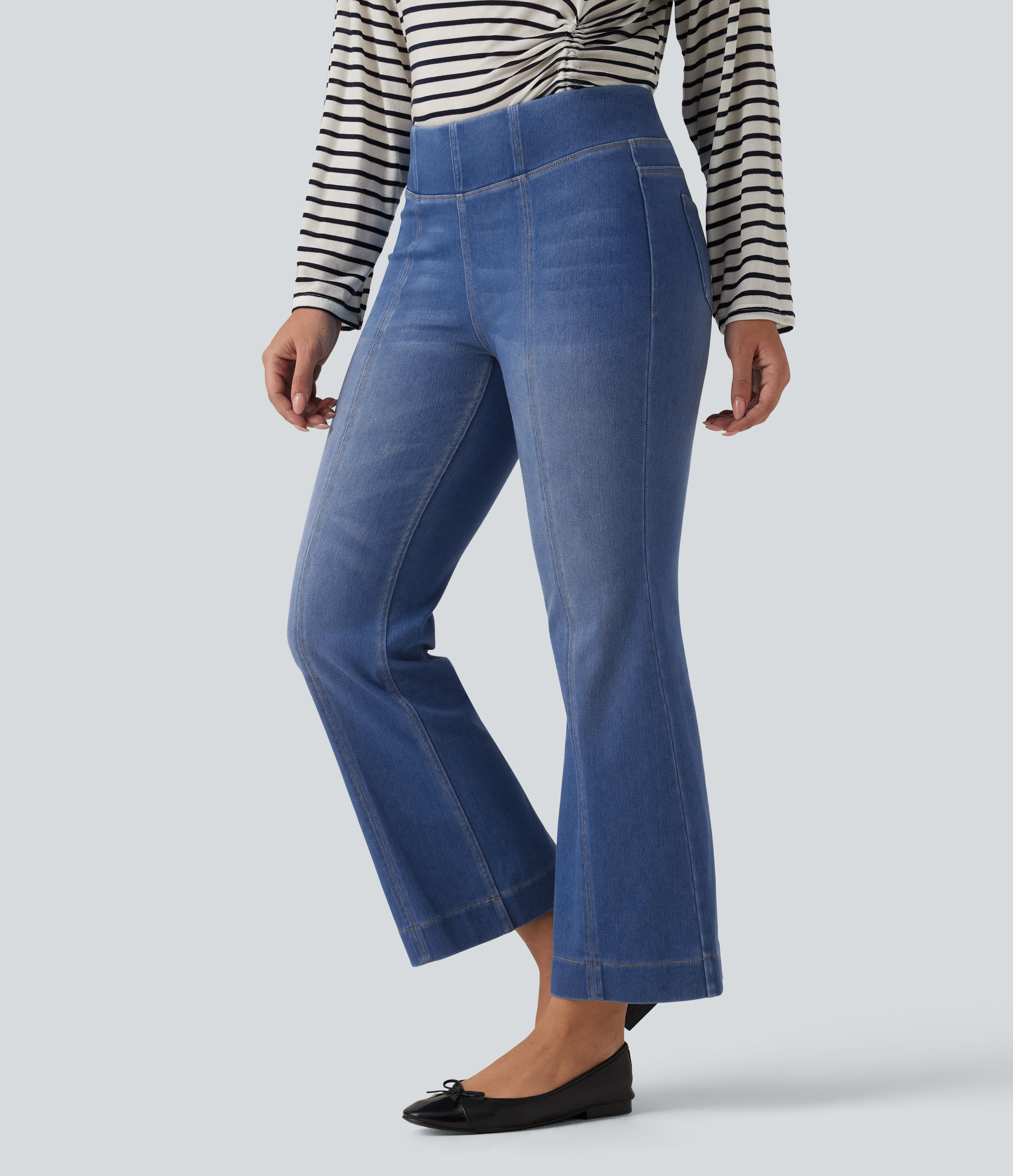Halara Flex™ Mid Rise Bootcut Casual Cotton Jeans with Pockets