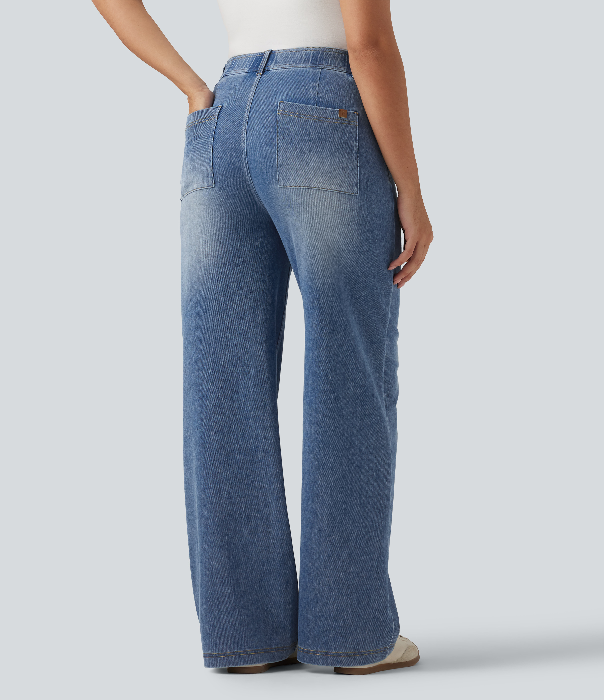Vallarta Blue Denim Halara Flex™ ležérní džíny s vysokým pasem, rovnými nohavicemi a kapsami / 2