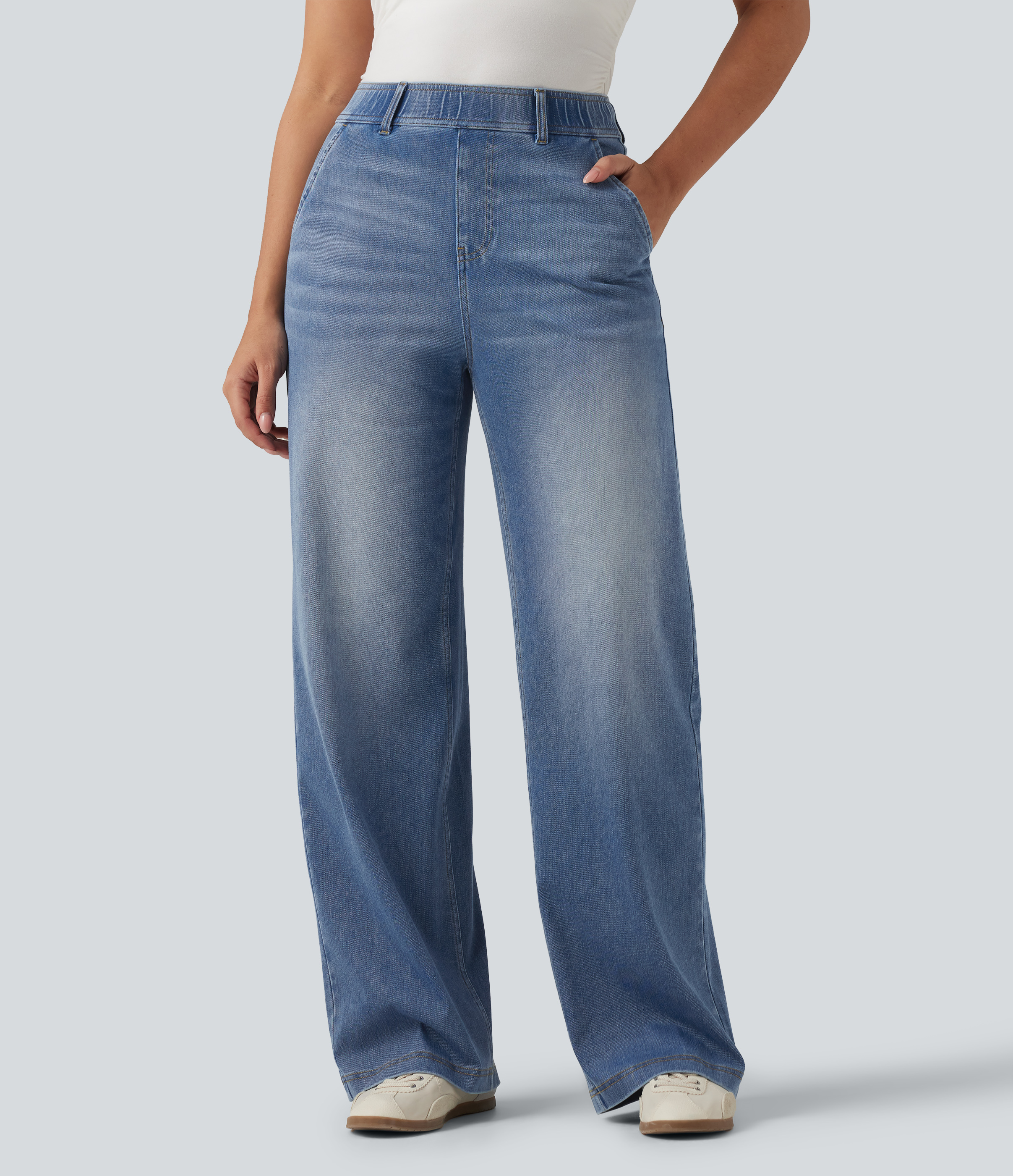 Halara Flex™ High Waisted Straight Leg Casual Jeans with Pockets