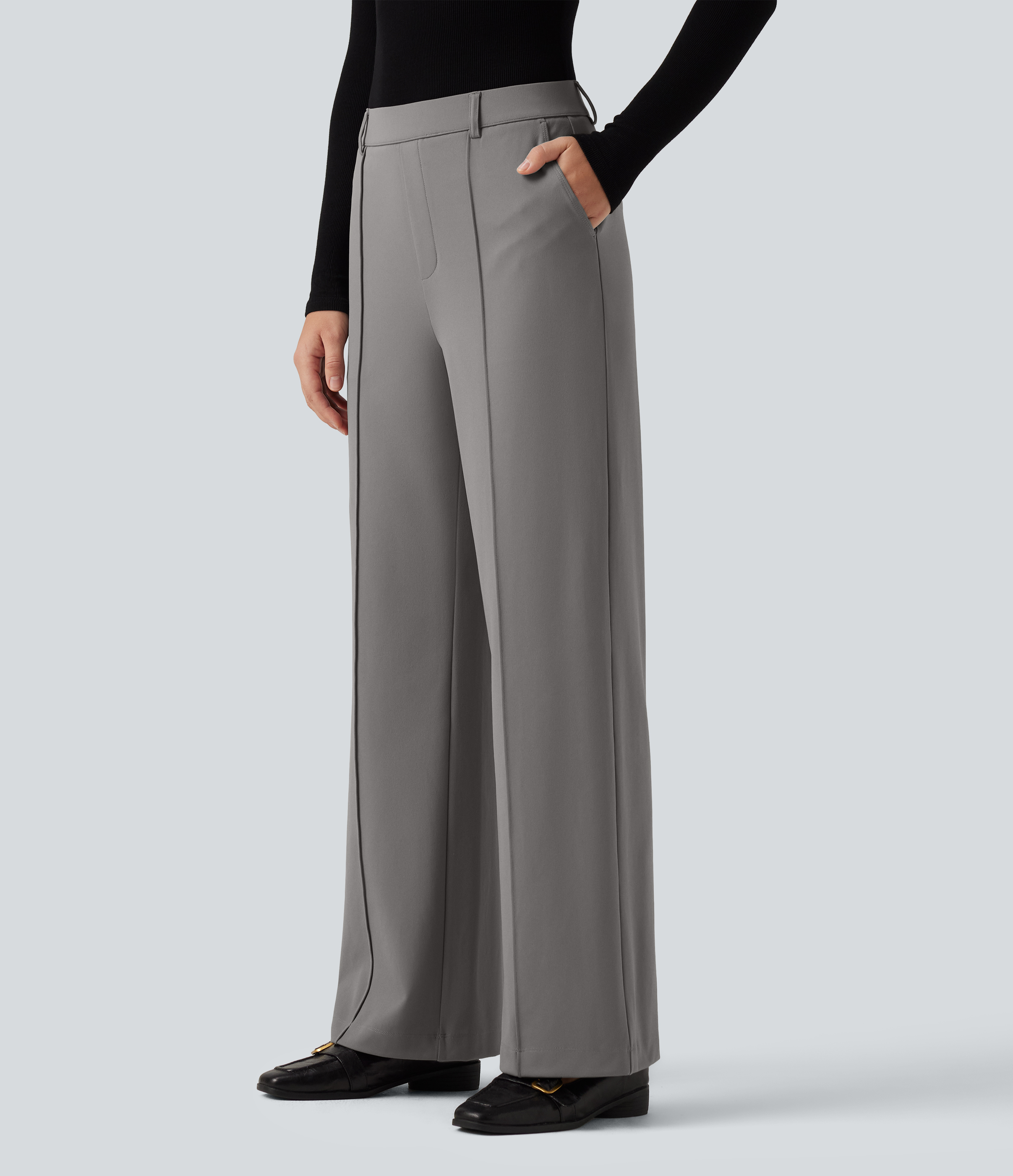 Halara Flex™ DayStretch Wrinkle Recovery High Waisted Straight Leg Pintuck Work Pants with Pockets