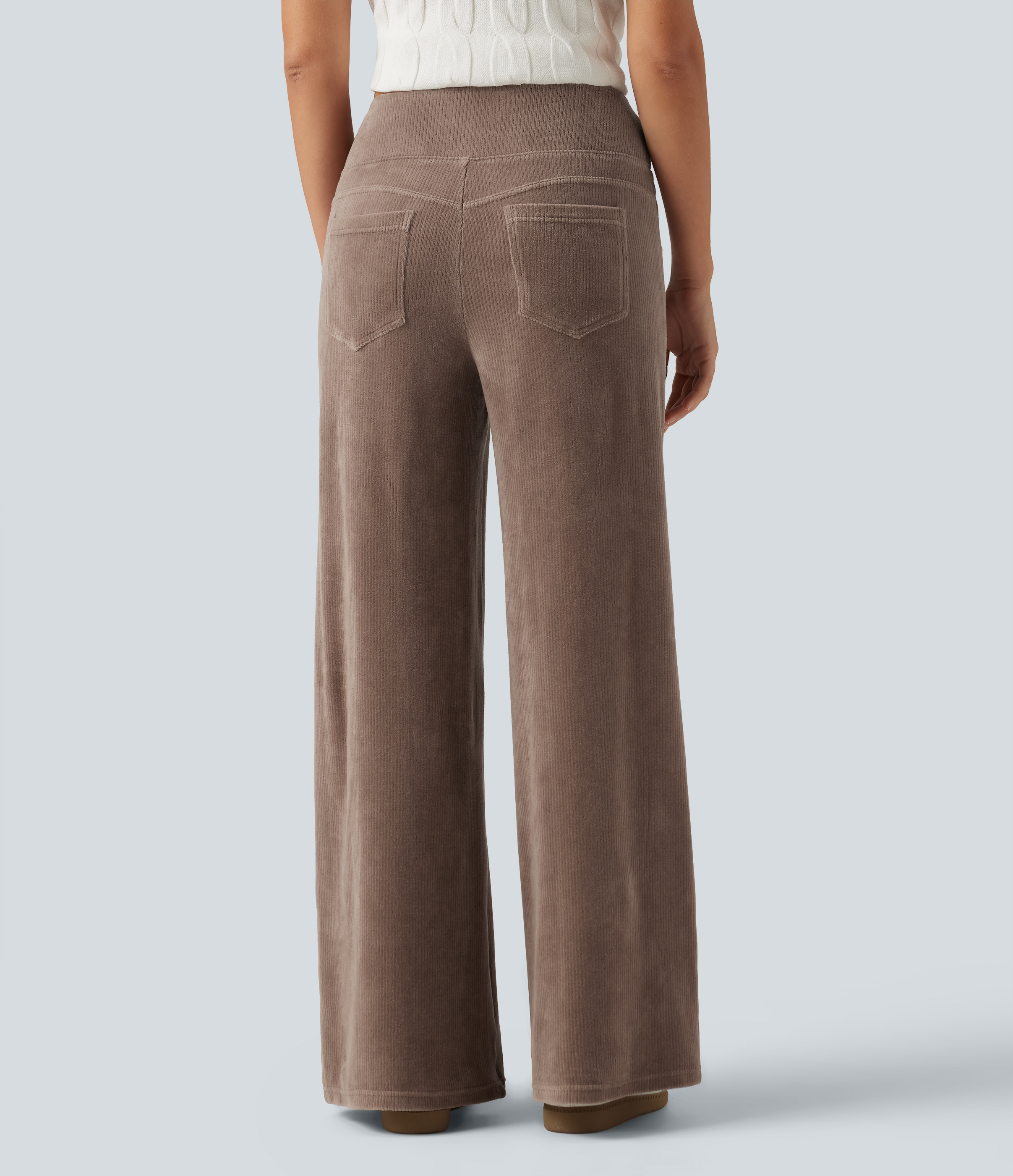 Acorn Lässige Cordhose mit mittlerer Bundhöhe, weitem Bein und Taschen / 2