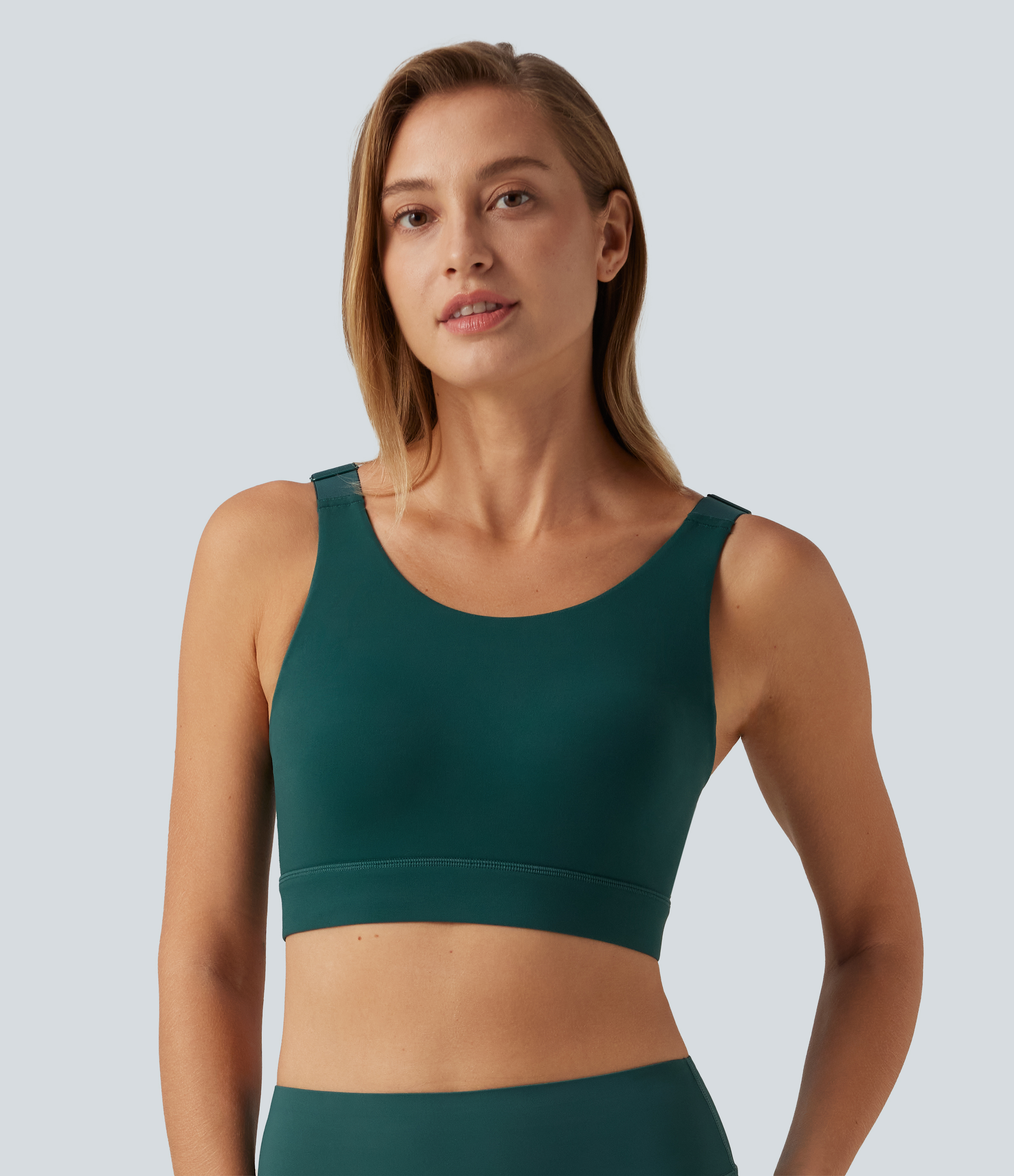 June Bug Halara UltraSculpt™ Sport-BH fürs Laufen mit mittlerem Halt, Rundhalsausschnitt, kontrastierendem Mesh und integriertem BH / 2
