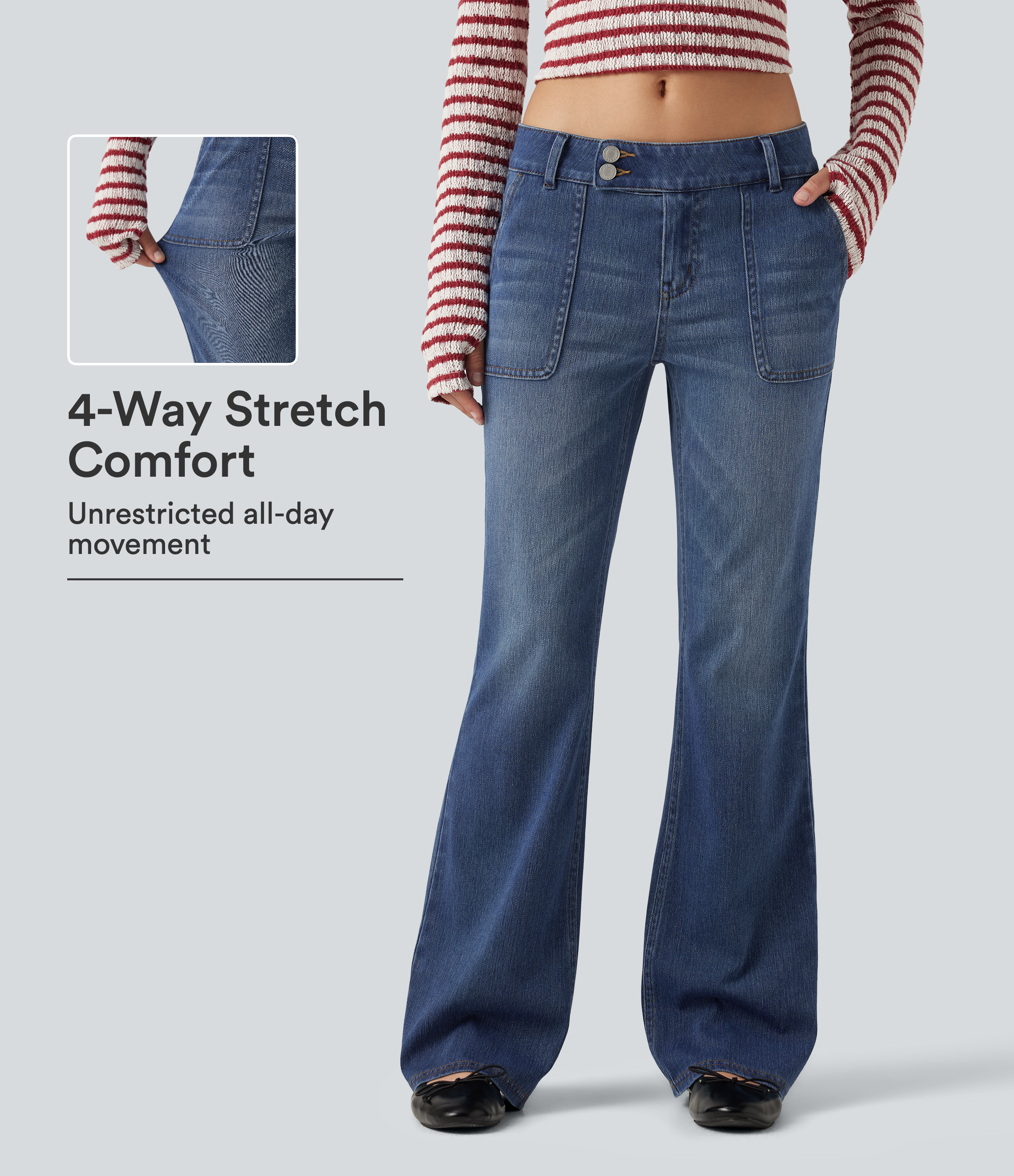 Halara Flex™ Low Rise Bootcut Casual Jeans with Pockets