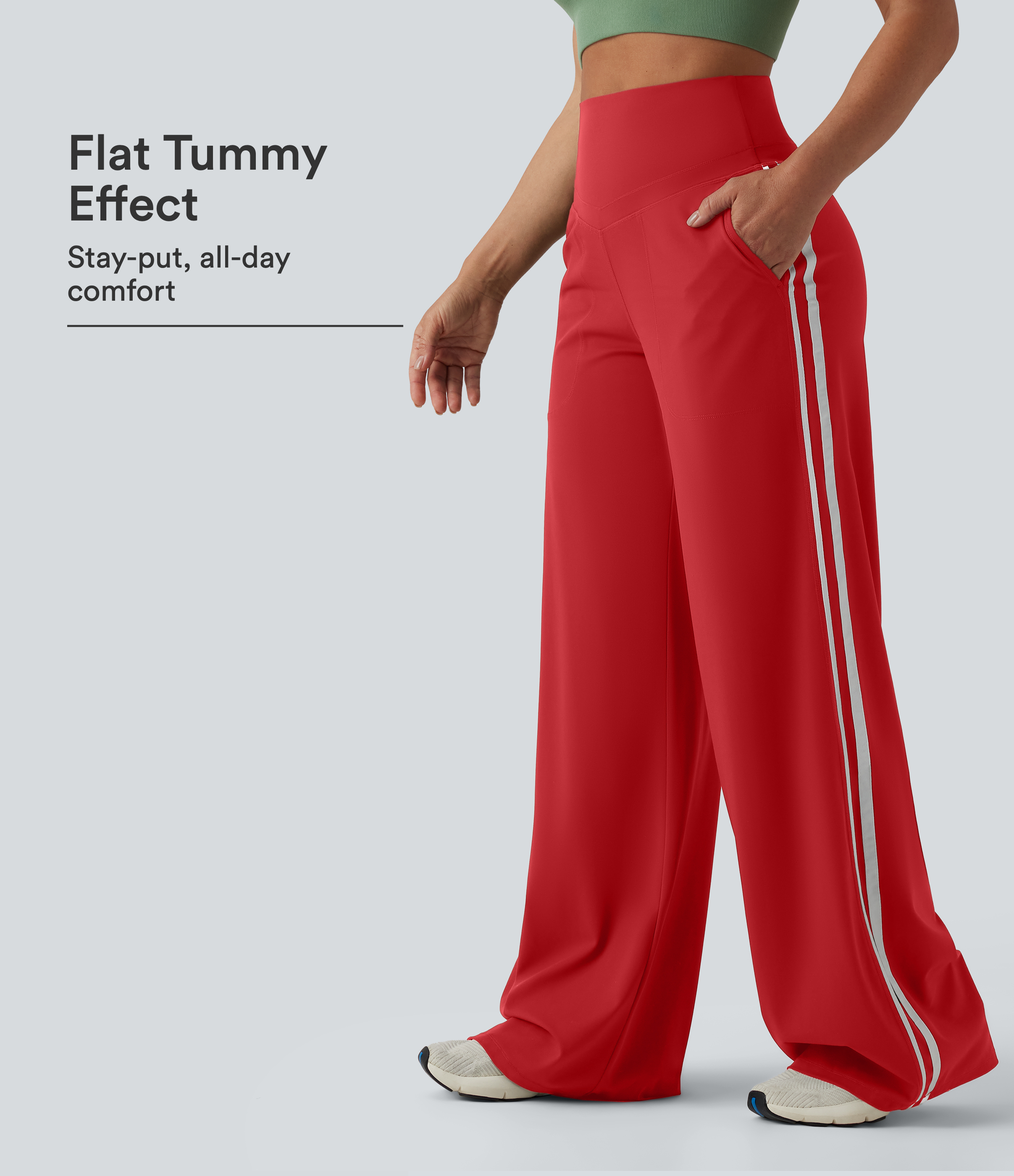 Halara UltraSculpt™ High Waisted Tummy Control Color Block Stripes Yoga Baggy Pants with Pockets