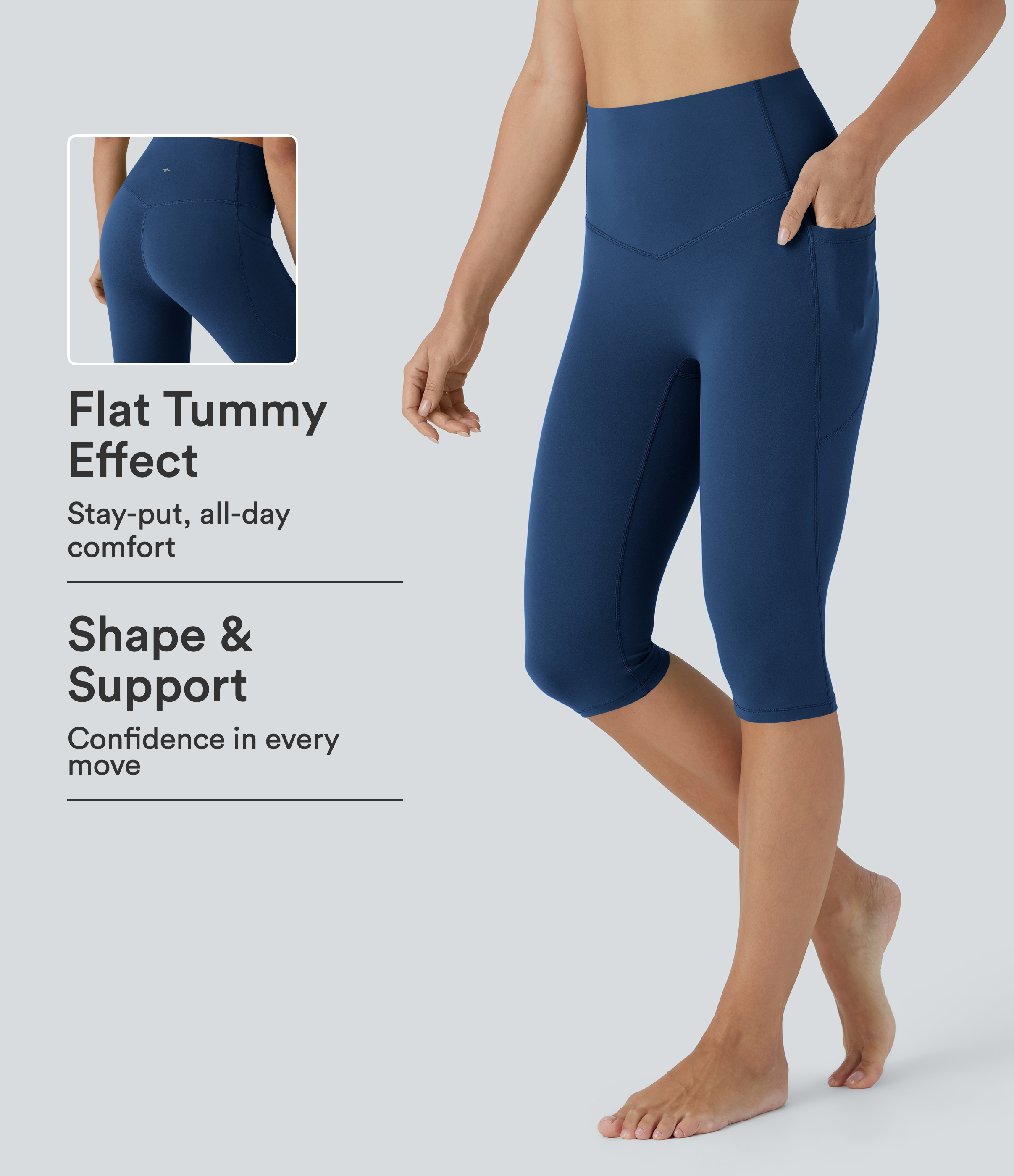 Halara UltraSculpt™ High Waisted Tummy Control Pedal Pusher Yoga Leggings with Pockets
