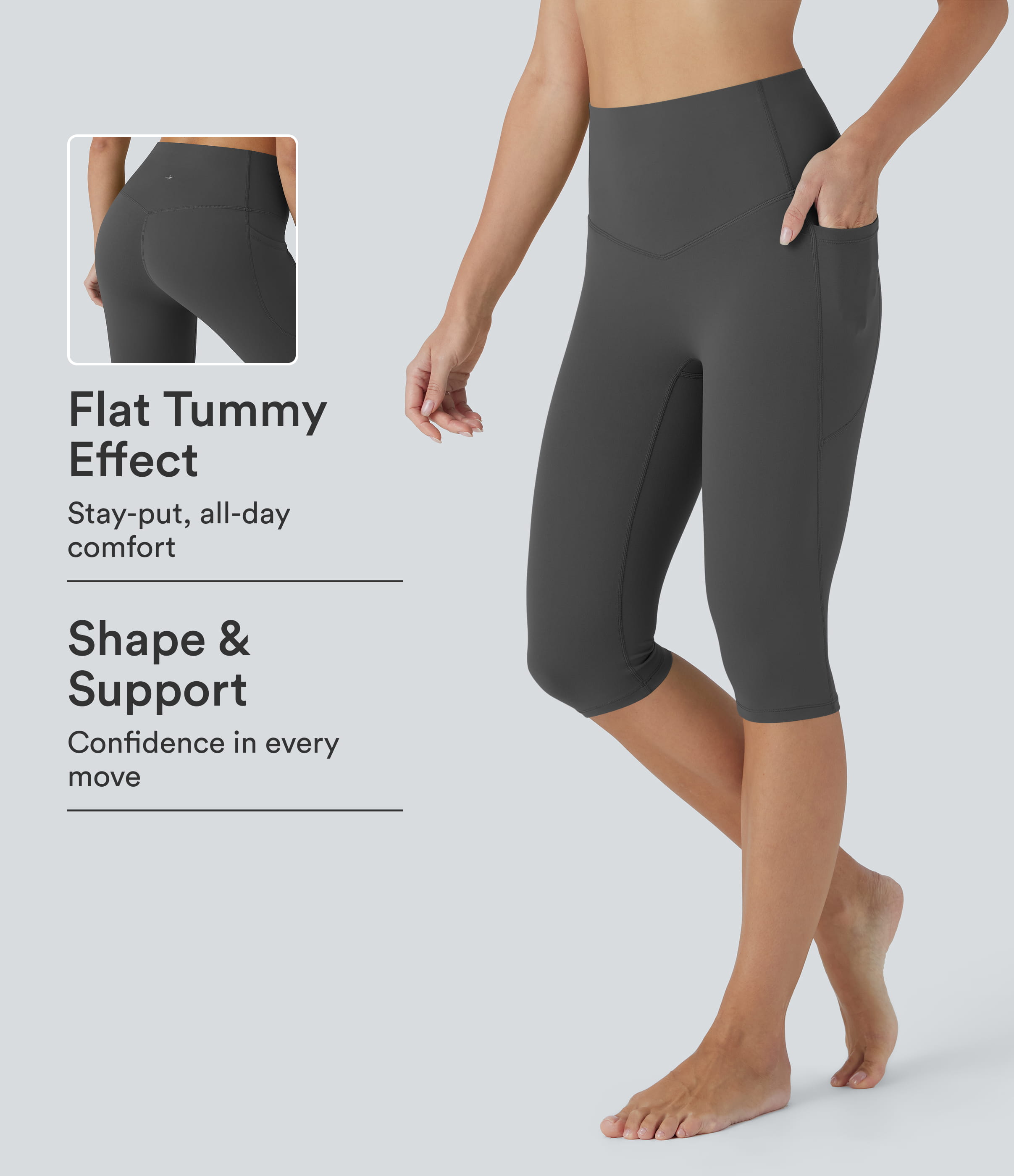 Halara UltraSculpt™ High Waisted Tummy Control Pedal Pusher Yoga Leggings with Pockets