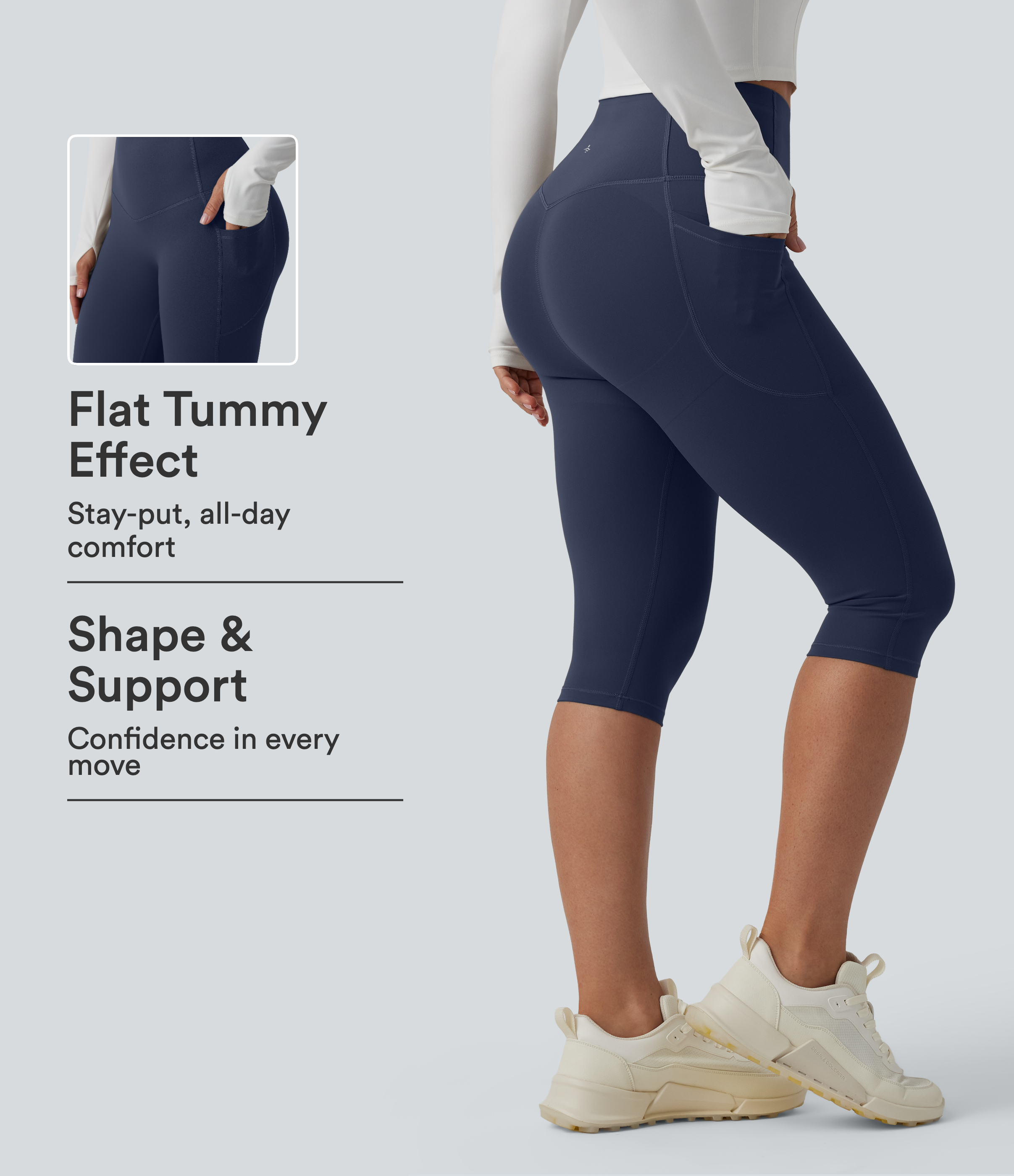 Halara UltraSculpt™ High Waisted Butt Lifting Tummy Control Pedal Pushers Shaping Training Leggings with Pockets