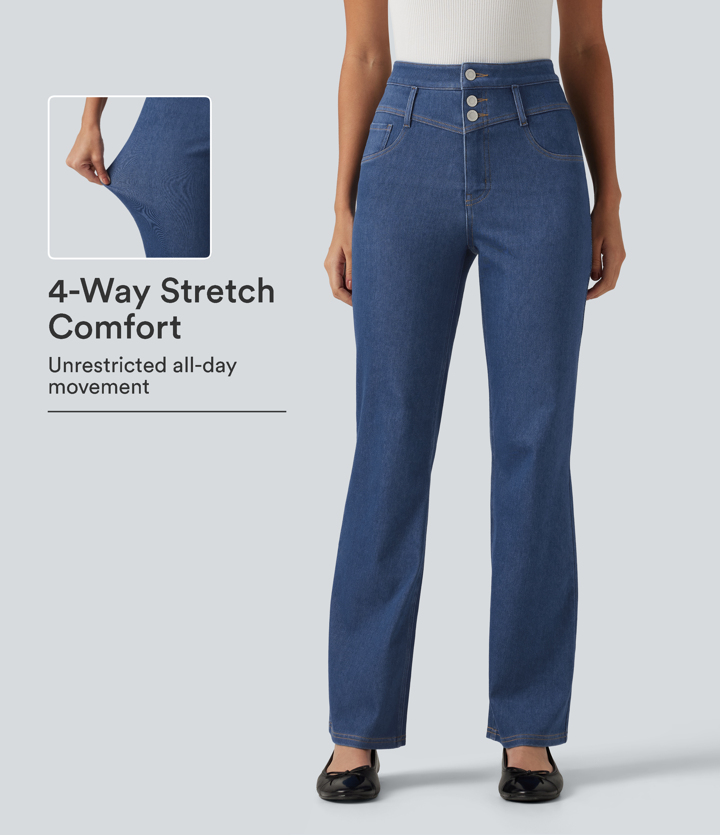 Halara Flex™ Mid Rise Tummy Control Bootcut Casual Jeans with Pockets