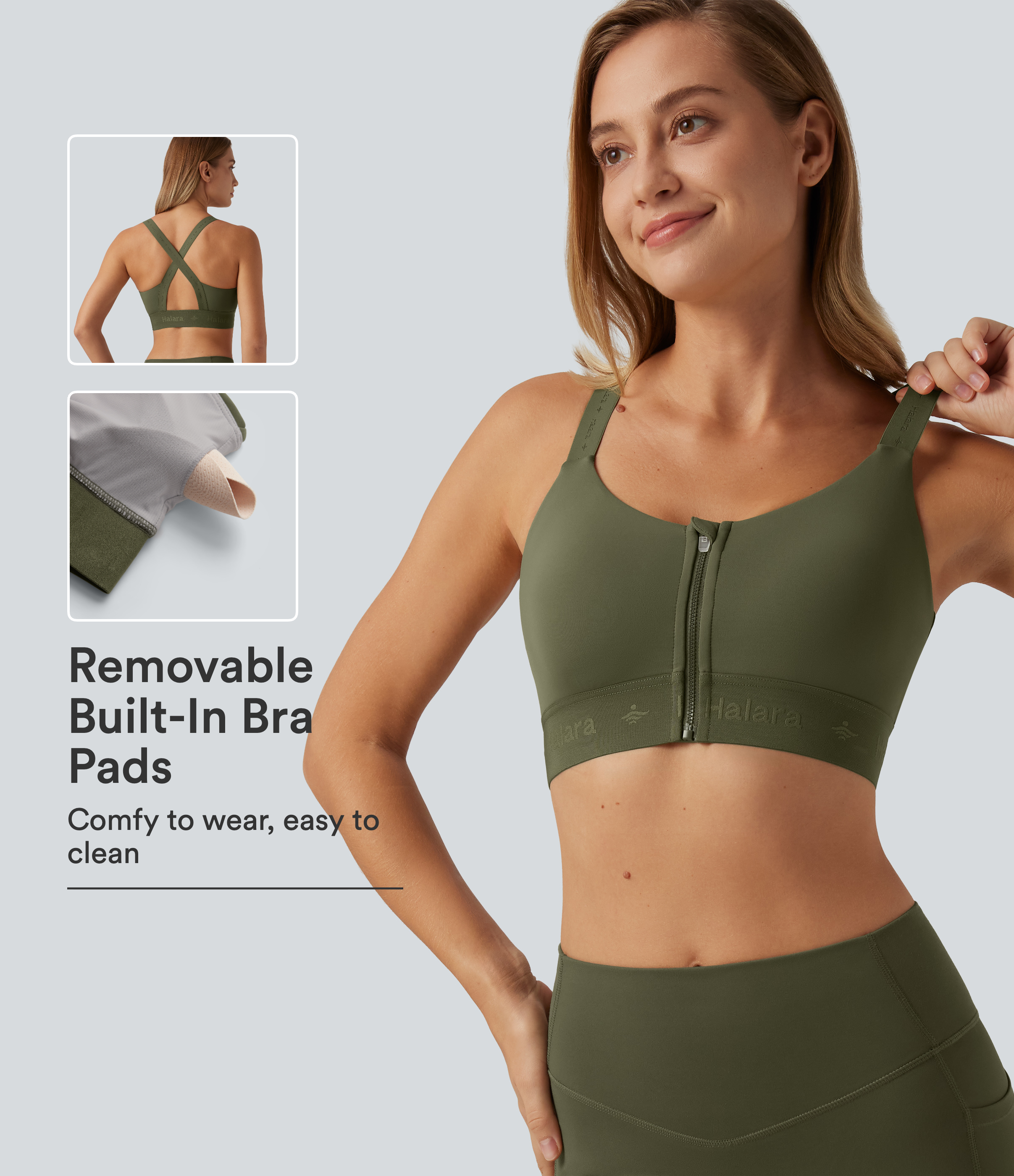 SpeedWave™ Medium Support U Neck Quick Dry Running Sports Bra with Built-in Bra