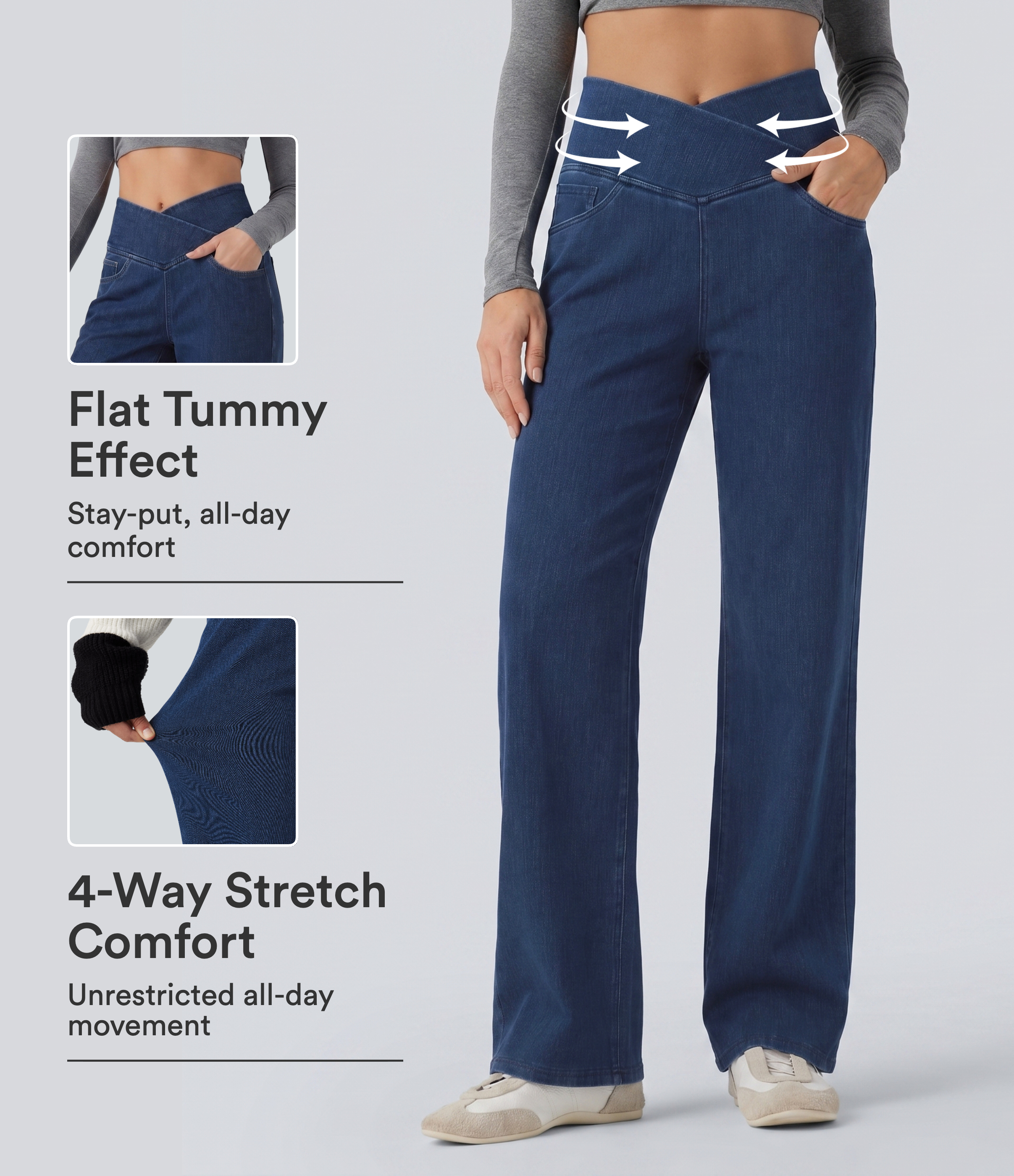 Halara Flex™ High Waisted Tummy Control Straight Leg Casual Jeans with Pockets