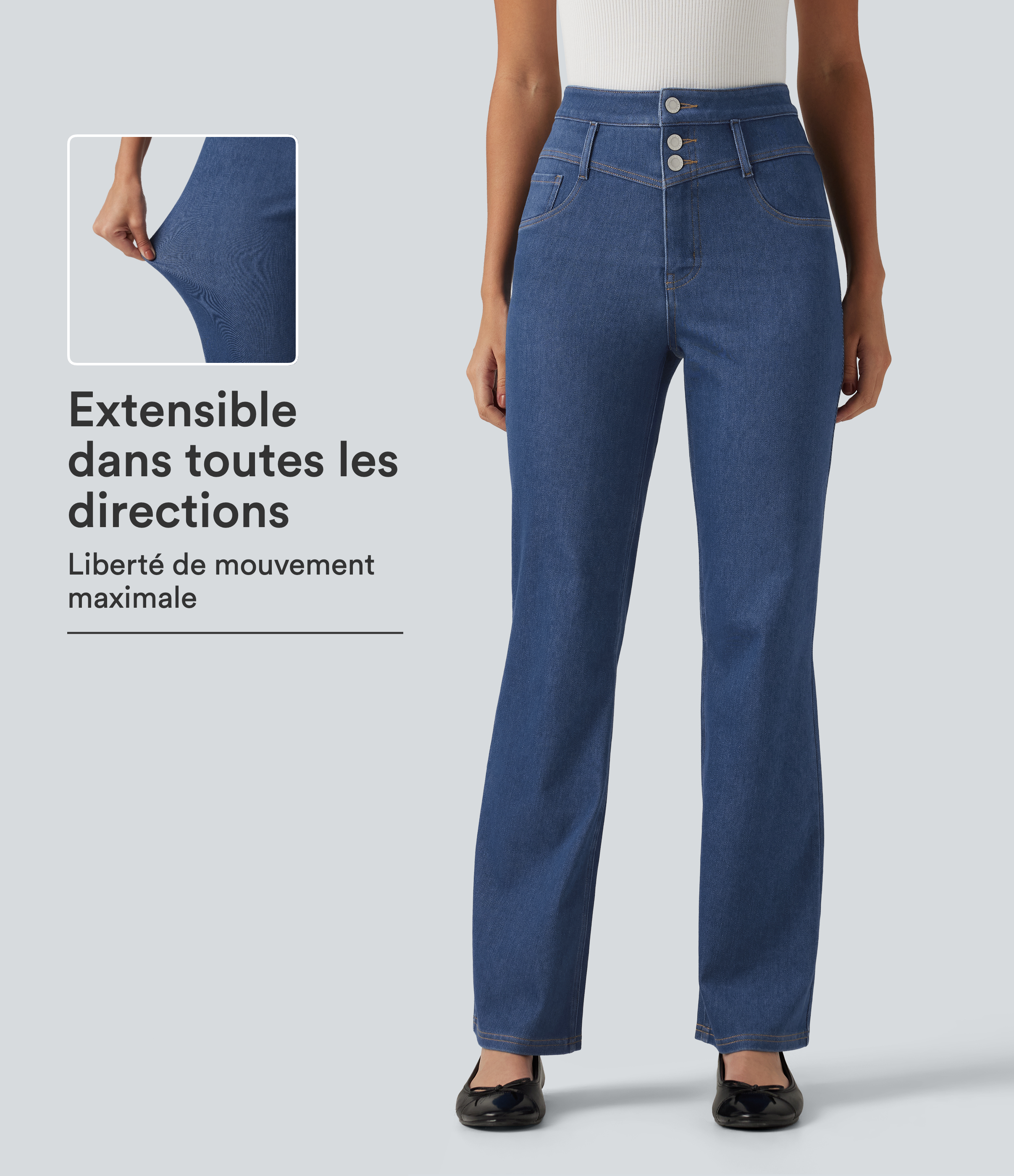 Jean bootcut Halara Flex™ taille mi-haute gainant avec poches