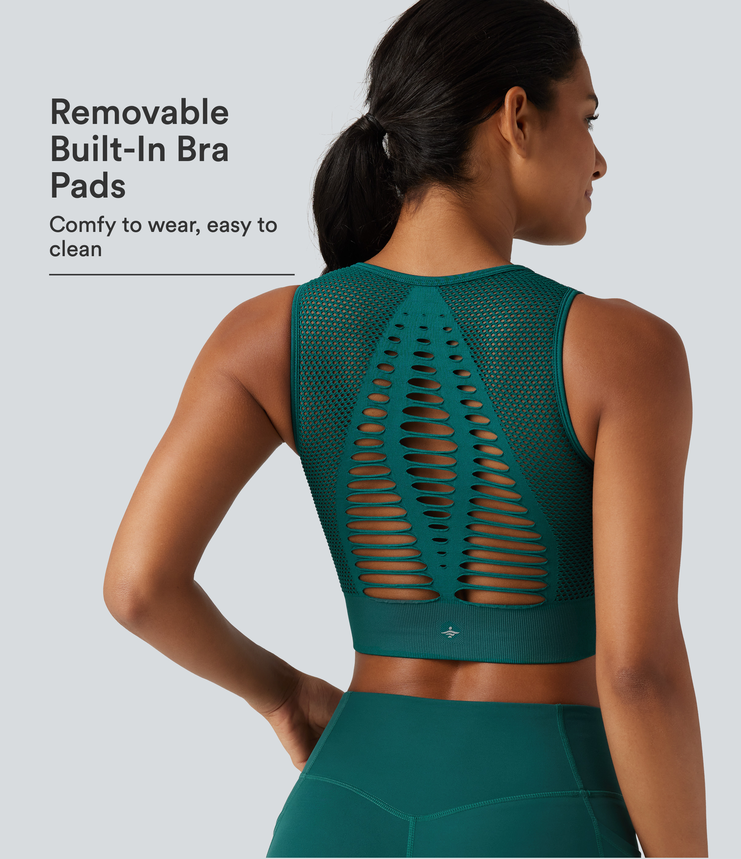 OneForm Seamless Flow Cut-Out Yoga Tank Top with Built-in Bra for DD-F Cups