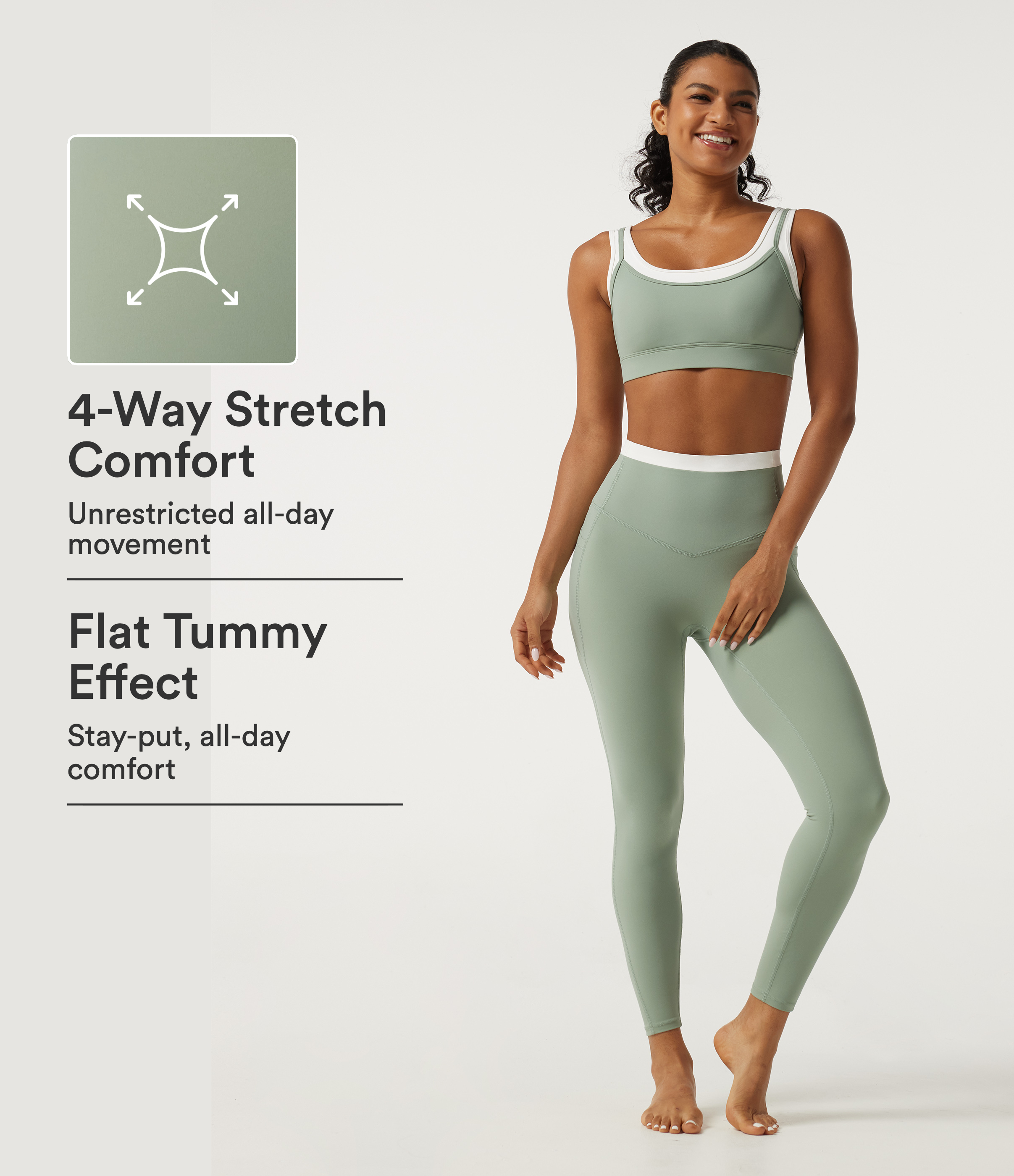 Halara UltraSculpt™ 2-Piece Set U Neck Built-in Bra Twisted Color Block Yoga Sports Bra & Tummy Control Skinny Leggings with Pockets