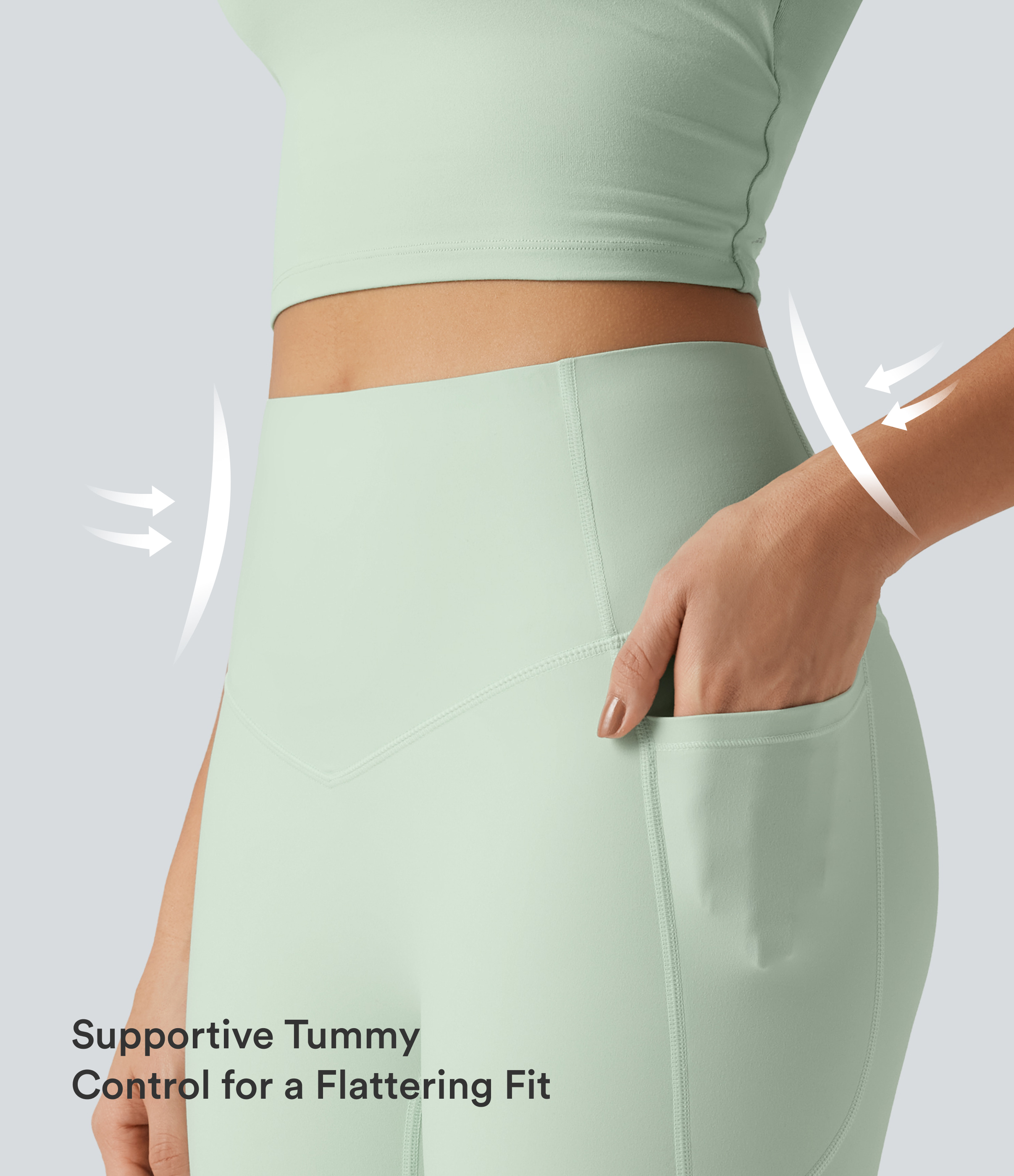 Dusty Aqua Halara UltraSculpt™ High Waisted Tummy Control Flare Yoga Leggings with Pockets / 2