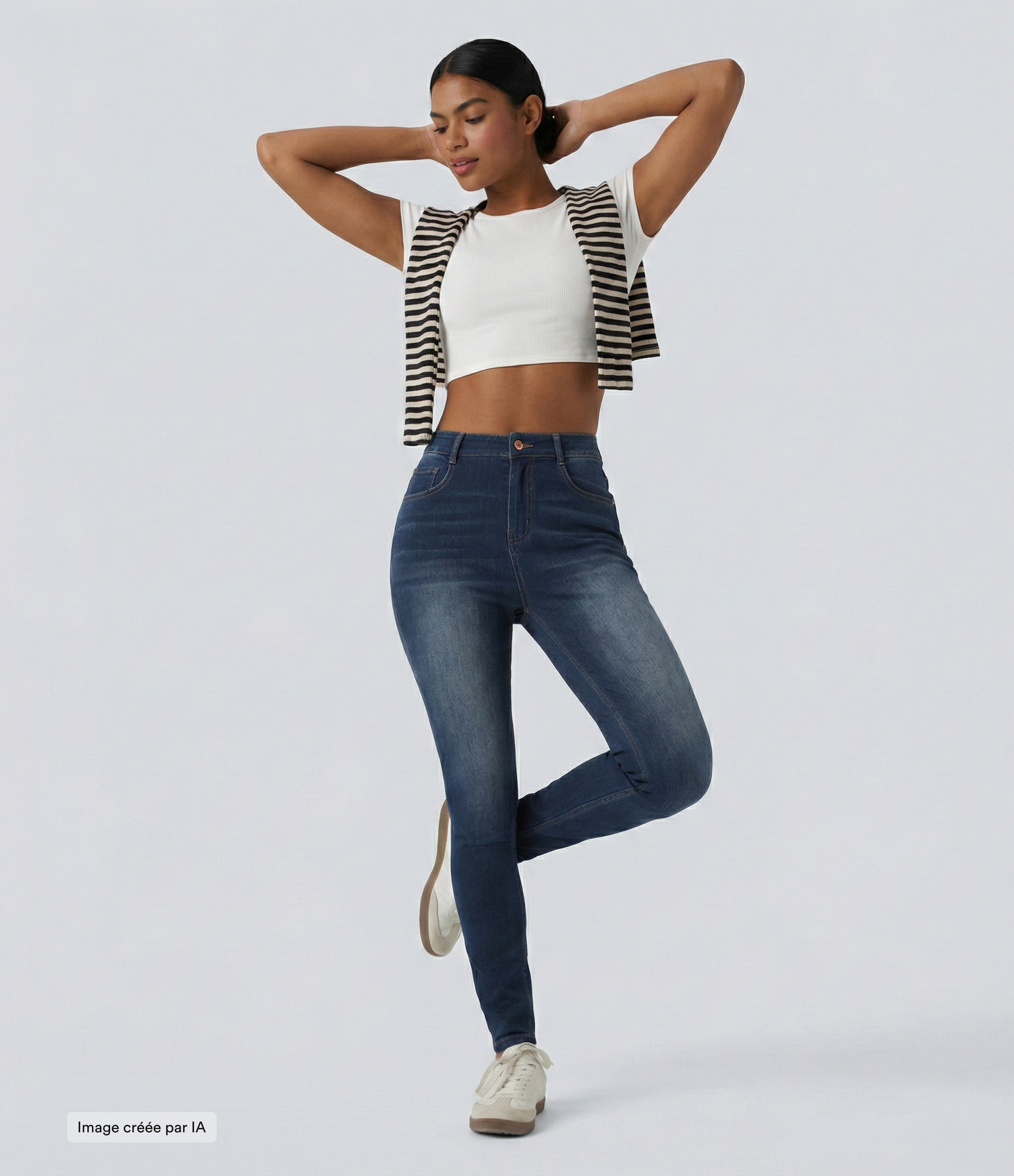 Pageant Blue Denim Halara Flex™ casual skinny jeans met hoge taille en zakken / 2
