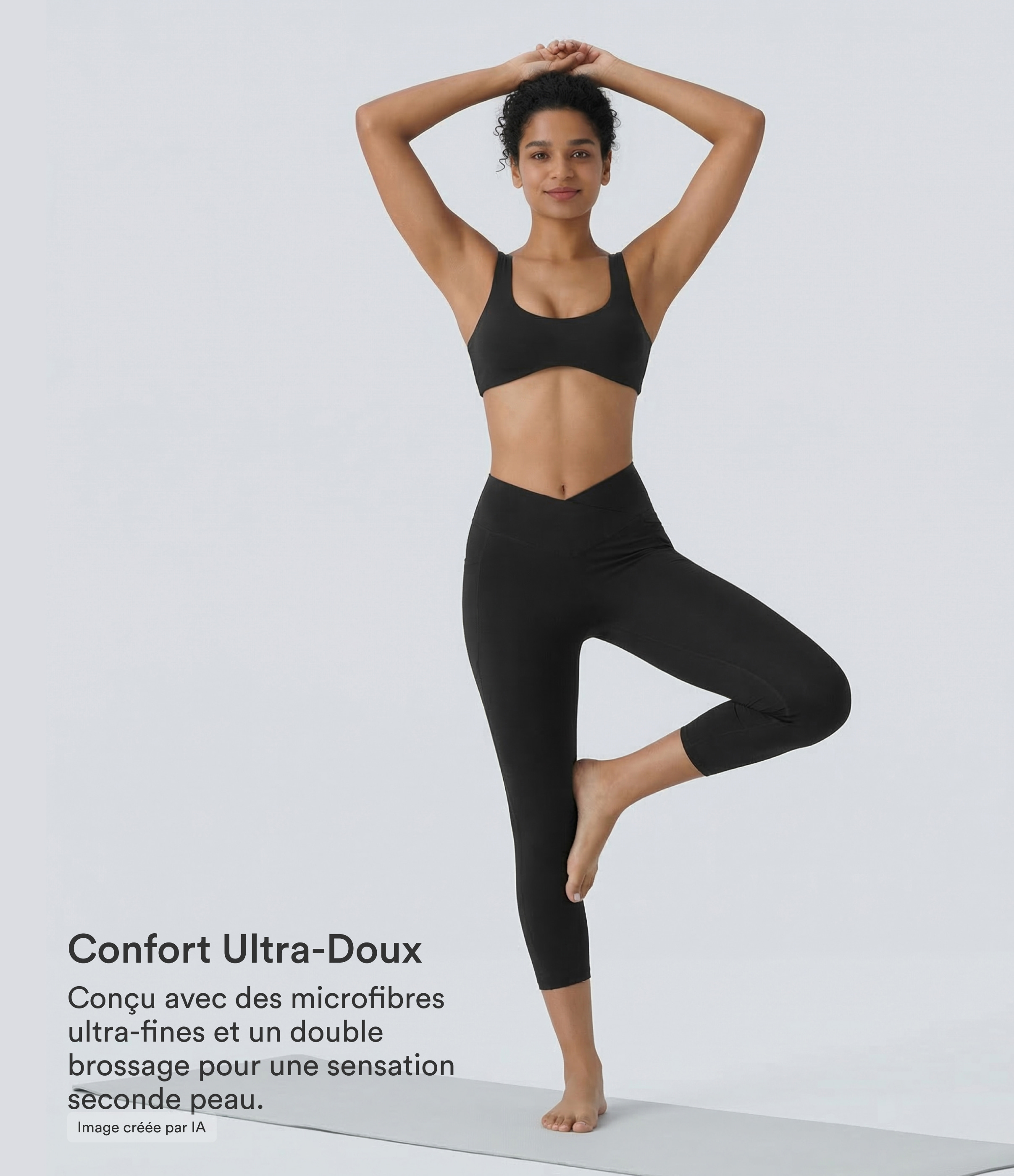 Black Softlyzero™ Legging Capri Unis Poches Croisées - UPF50+ / 2