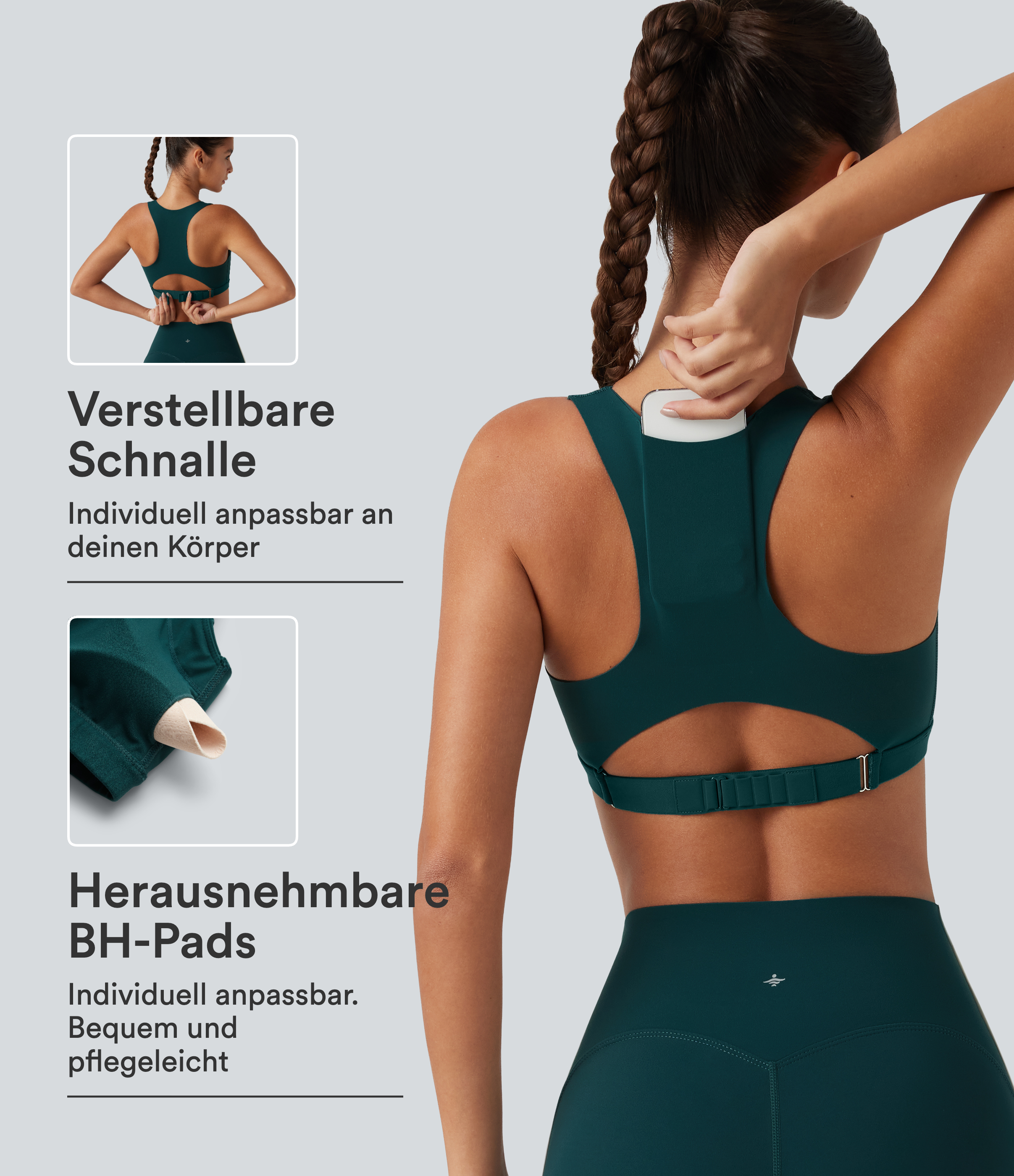 Halara UltraSculpt™ - Sport-BH mit mittlerem Support, U-Ausschnitt, Rückentasche und Racerback