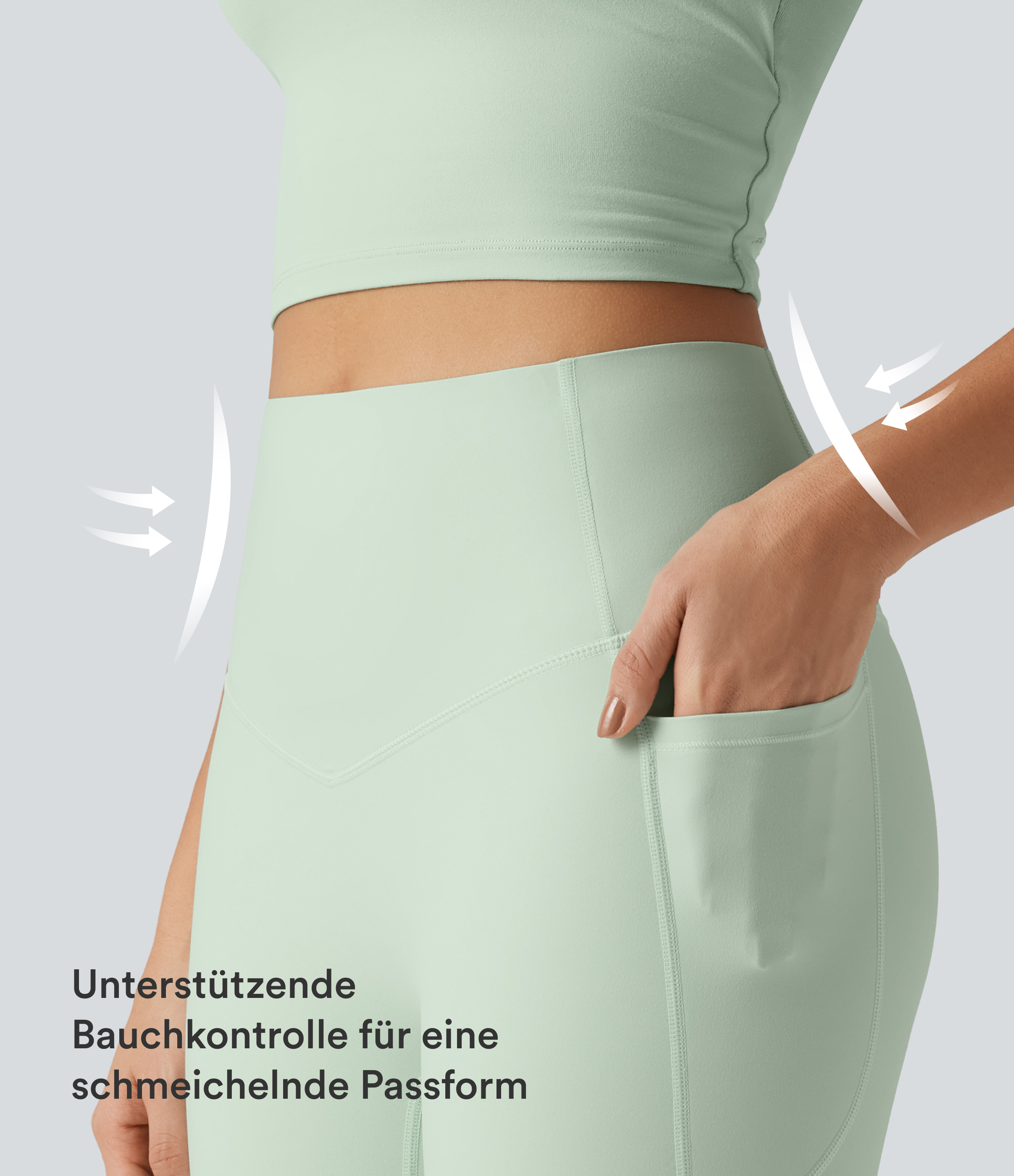 Dusty Aqua Halara UltraSculpt™ - Flare-Yoga-Leggings mit hohem Bund, Seitentaschen und Bauchkontrolle / 2