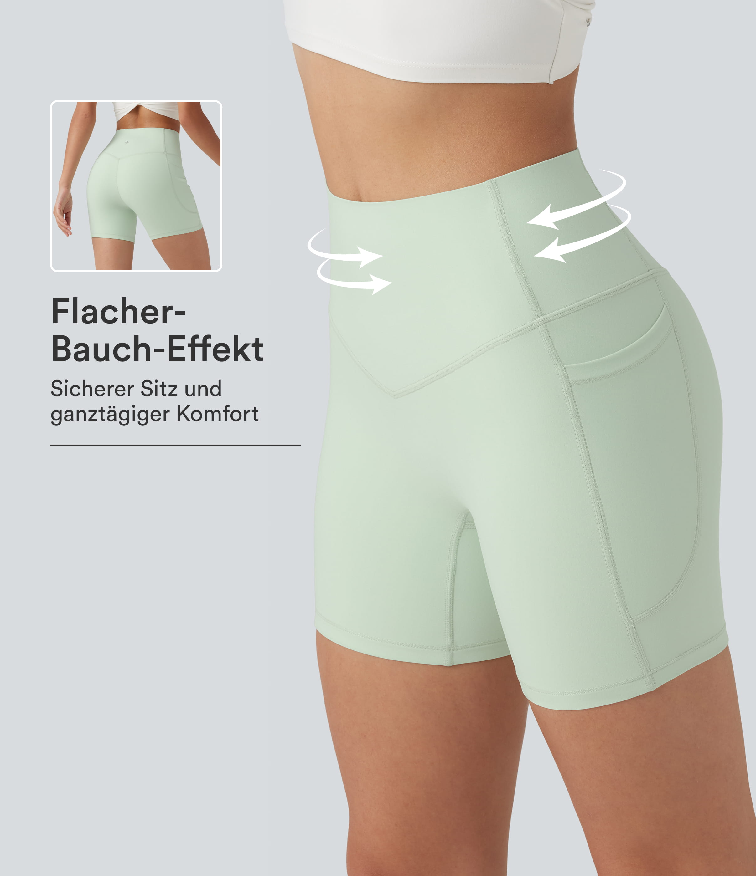 Halara UltraSculpt™ - Formende Trainings-Shorts mit hohem Bund, Seitentaschen und Bauchkontrolle - 12,7 cm