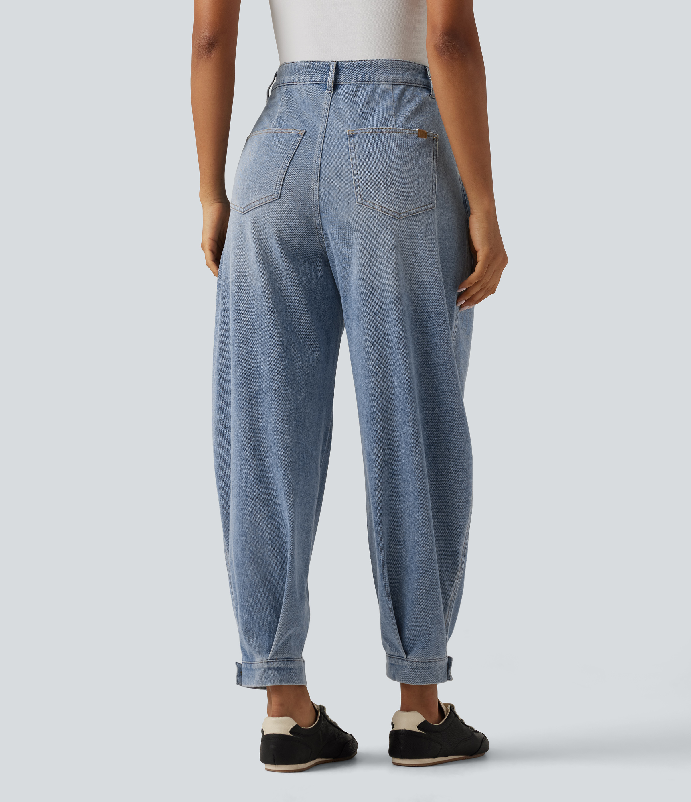 Blue Jasper Denim Jean Barrel Halara Flex™ taille haute avec poches / 2