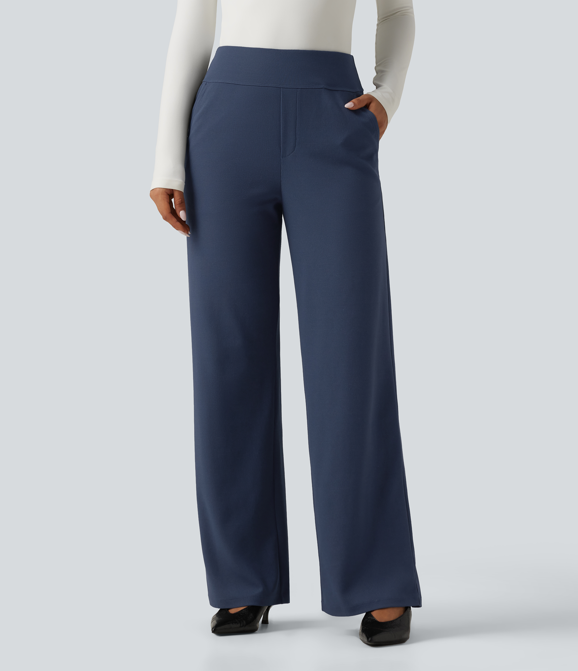 Halara Flex™ High Waisted Wide Leg Waffle Work Pants with Pockets