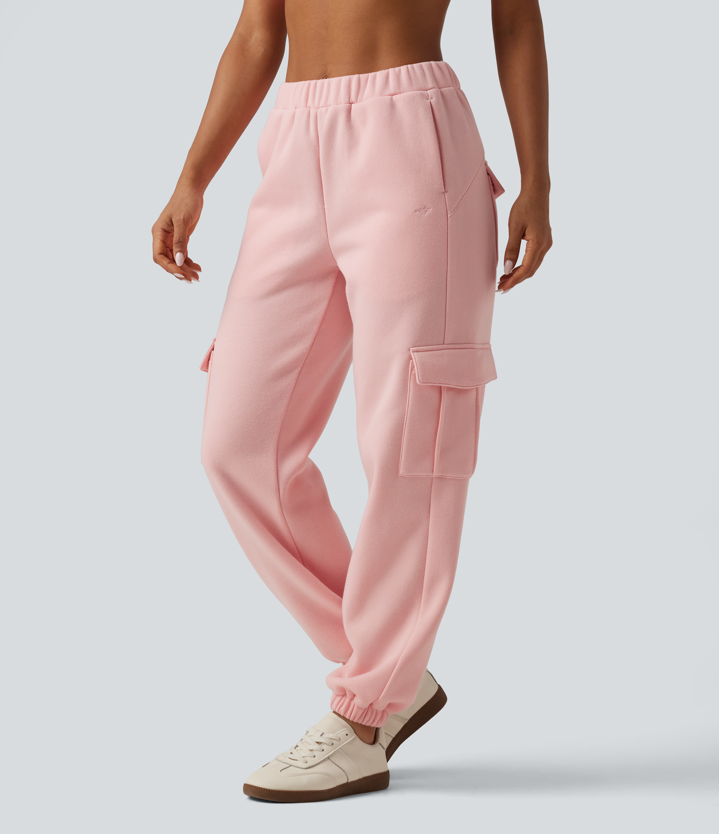 Mid Rise Fleece Casual Cotton Joggers with Pockets