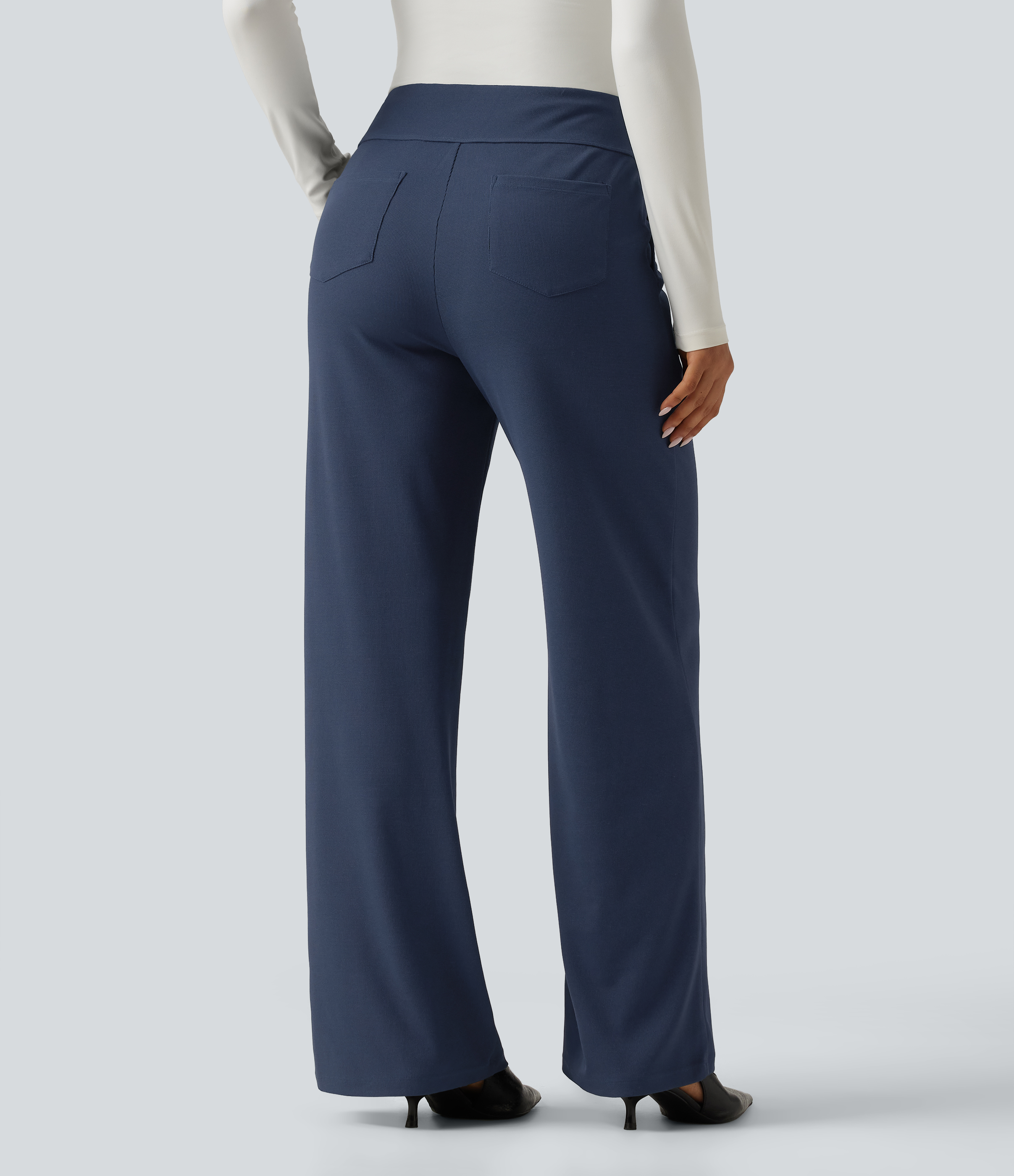 Harbor Ink Halara Flex™ High Waisted Wide Leg Waffle Work Pants with Pockets / 2