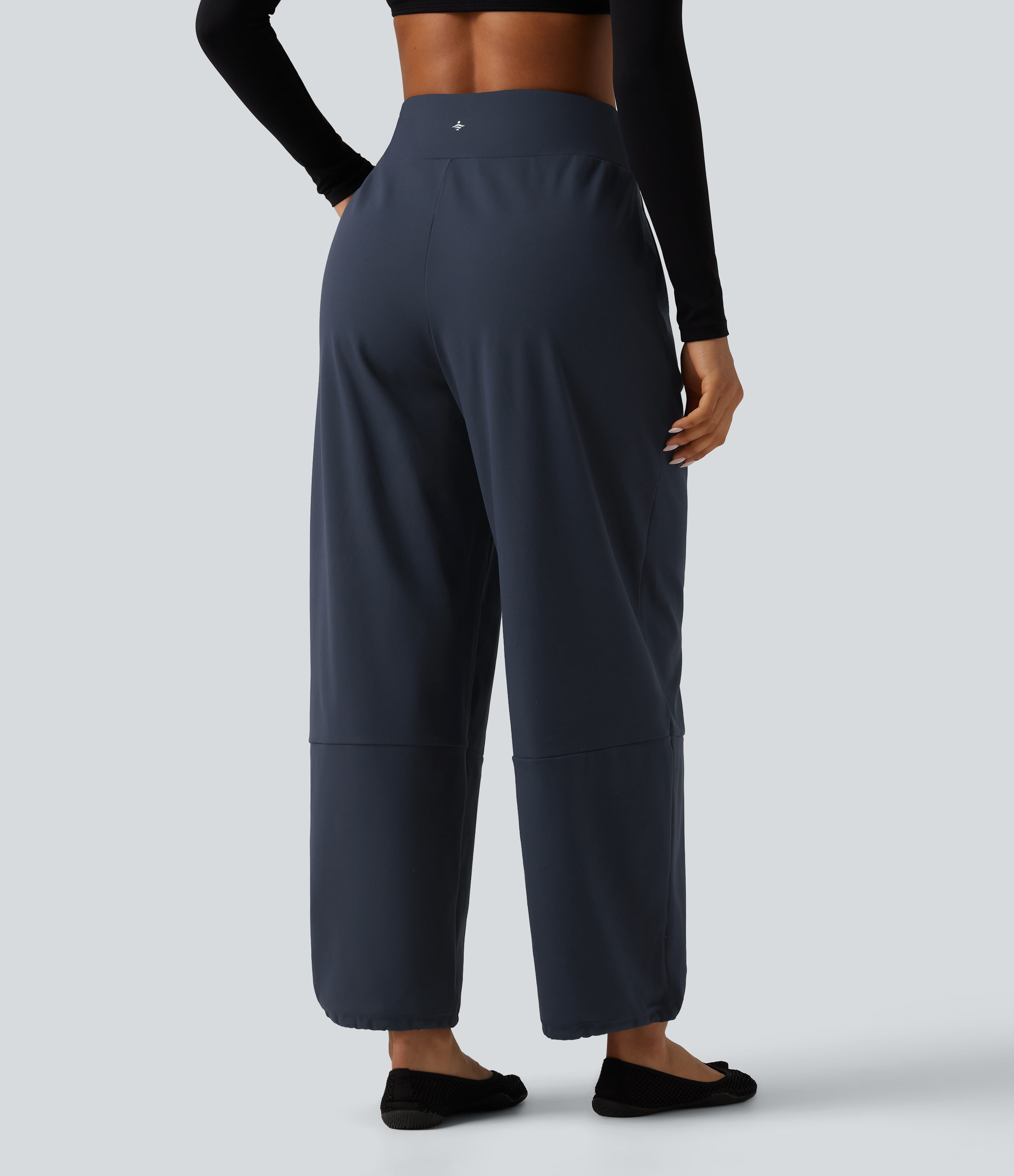 Total Eclipse High Waisted Adjustable Drawcord Wide Leg Yoga Pants with Pockets / 2