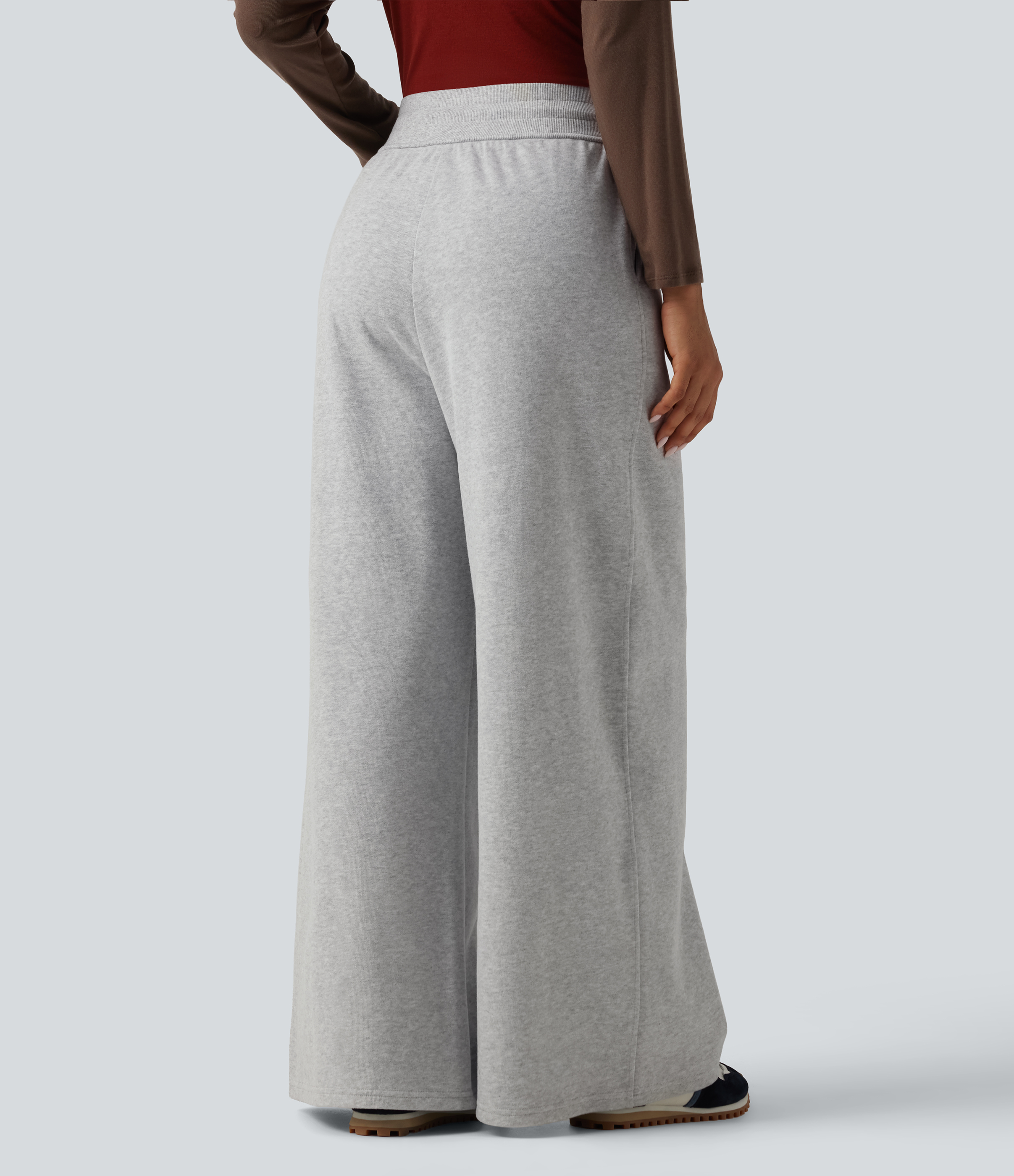 Silver Pantalon de jogging décontracté en molleton, taille haute, à cordon, jambes larges, avec poches / 2