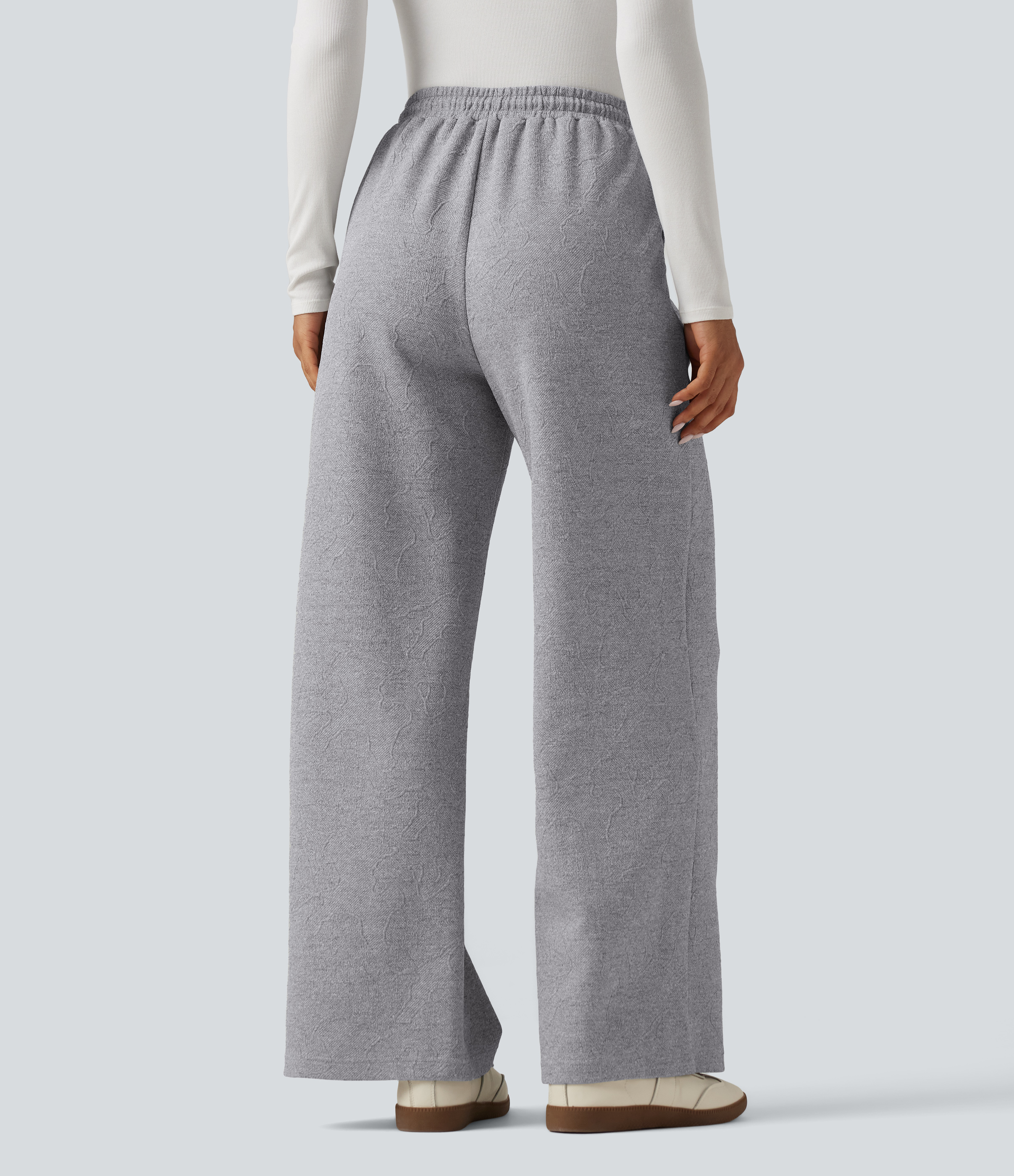 Koala Grey Cepli, yüksek belli, jakarlı, geniş paça günlük jogger pantolon / 2