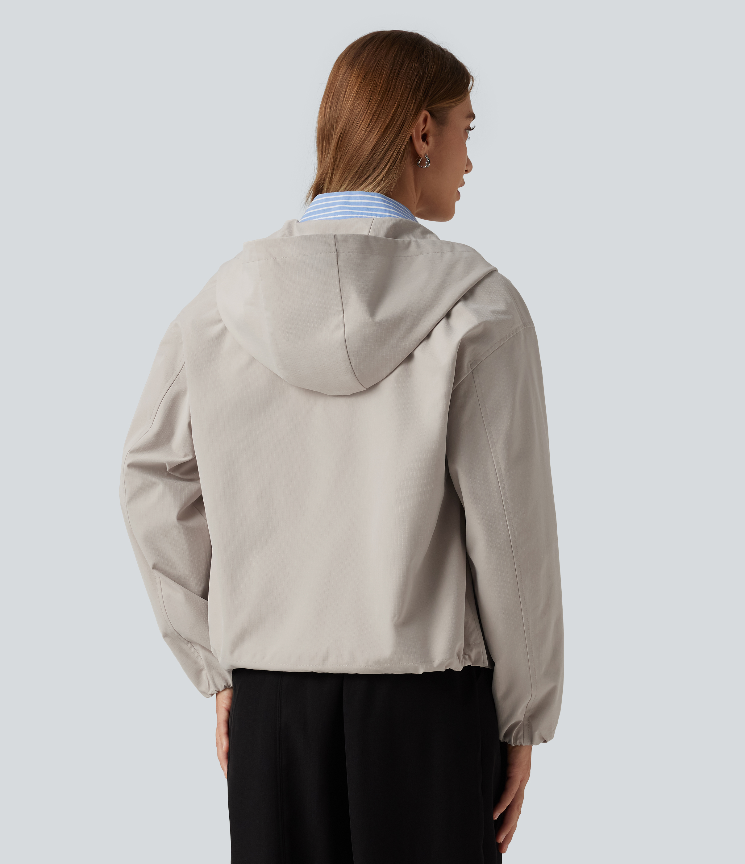 Rainy Day Hooded Long Sleeve Casual Jacket with Pockets / 2
