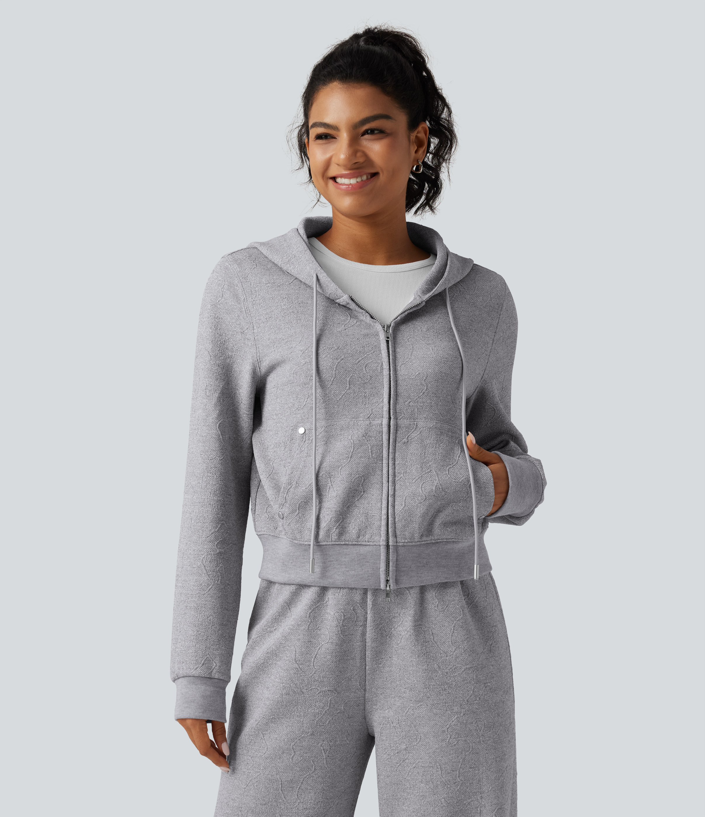 Hooded Long Sleeve Casual Jacket with Pockets