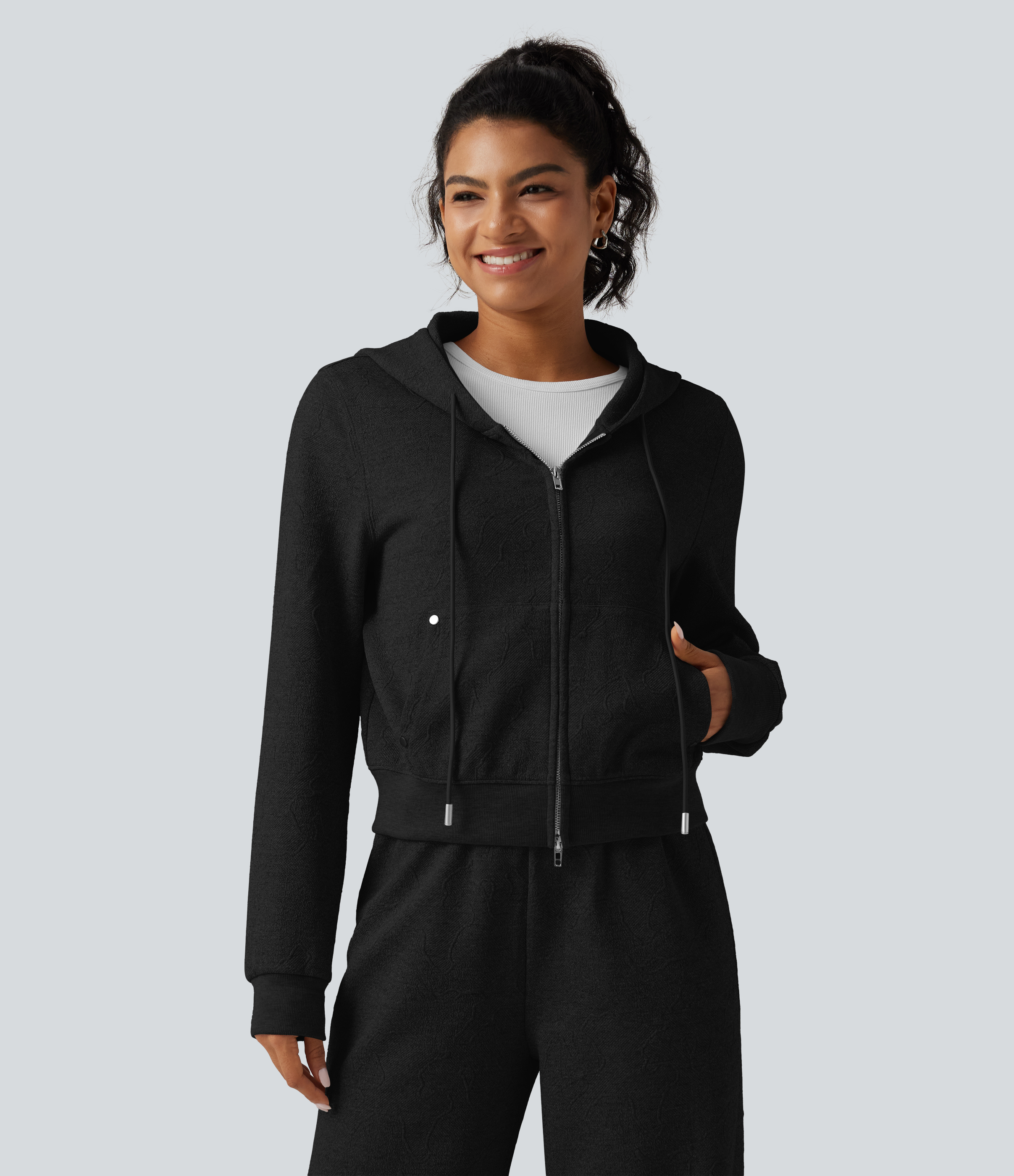 Hooded Long Sleeve Casual Jacket with Pockets