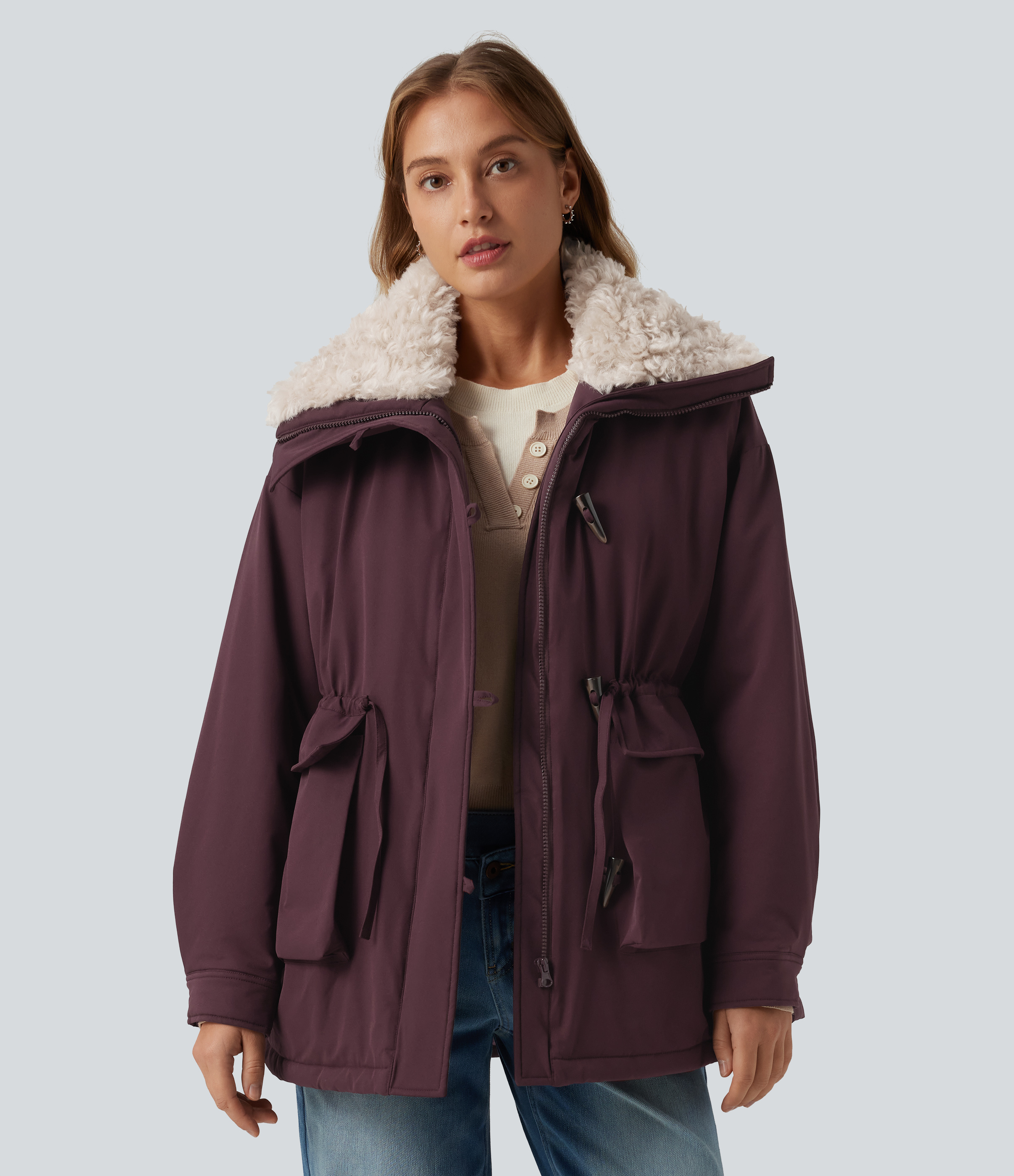 Lapel Long Sleeve Casual Padded Jacket with Pockets