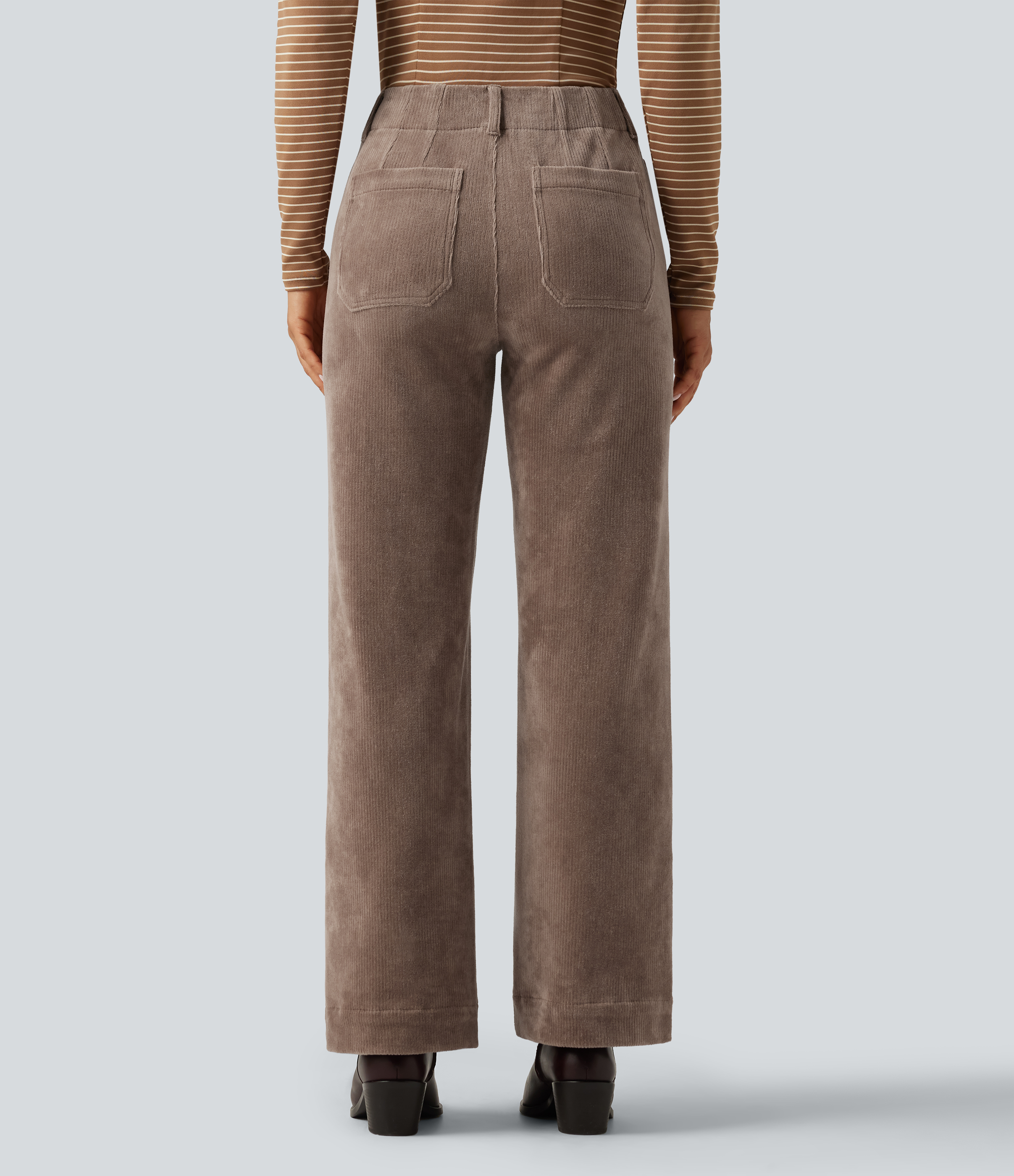 Acorn Pantalon en velours côtelé taille haute coupe droite avec poches / 2