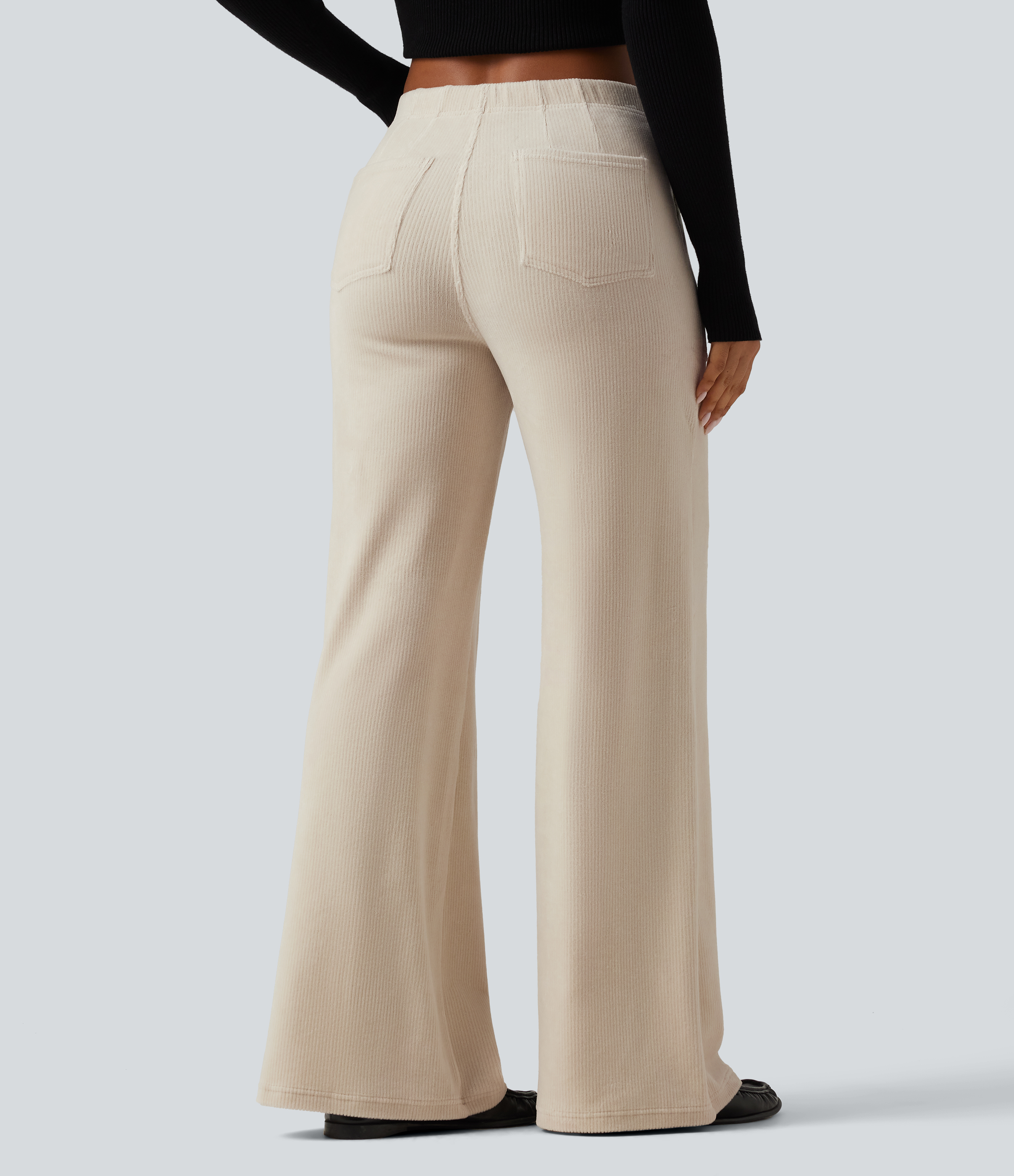 Creamsicle Mid Rise Wide Leg Corduroy Casual Pants with Pockets / 2